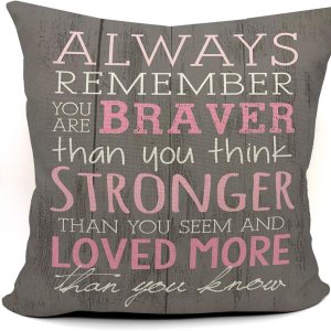 Mancheng-zi Always Remember You are Braver Than You Believe – Funda de cojín de lino para niña, hermana, mamá, mujer, sobrina, 18 x 18 pulgadas, Mancheng-zi Always Remember You are Braver Than You Believe – Funda de cojín de lino para niña, hermana, mamá, mujer, sobrina, 18 x 18 pulgadas,