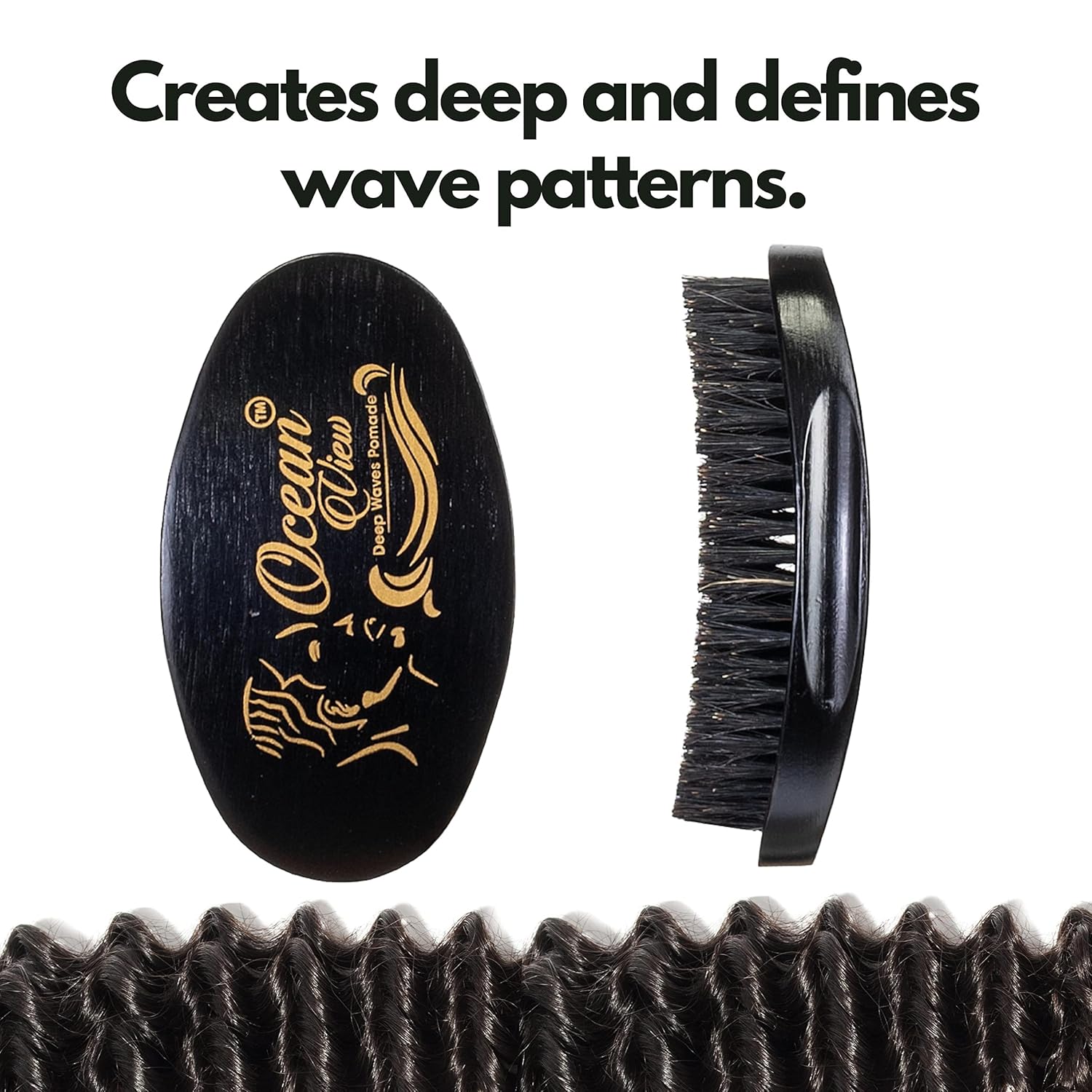 Ocean View Deep Waves Pomade Cepillo ondulado 360 + grasa de ondas 360