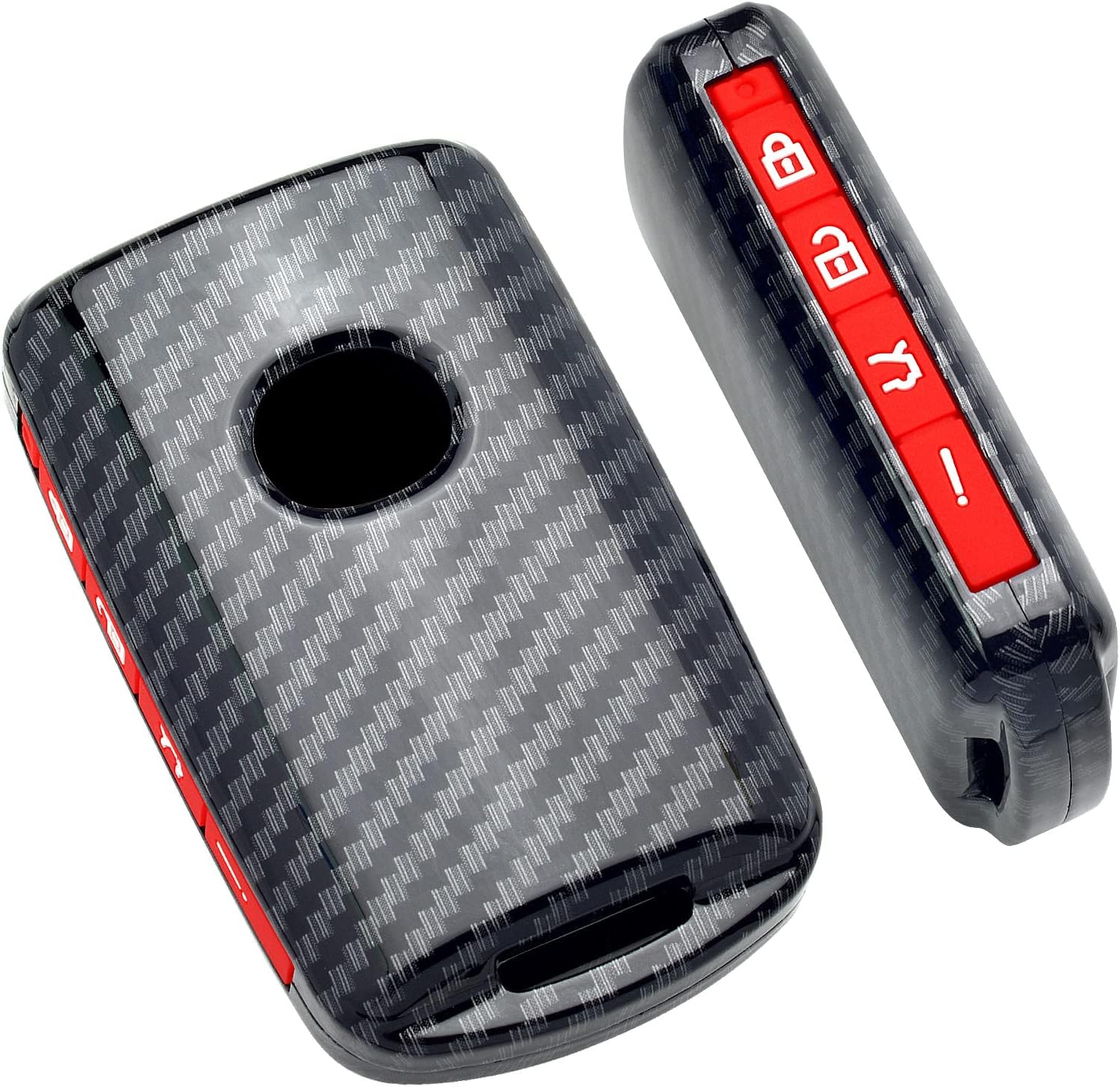 SK CUSTOM Funda inteligente para llavero compatible con Mazda 3 6 CX-30 CX-5 CX-9 34 botones, goma de silicona roja, patrón de fibra de carbono