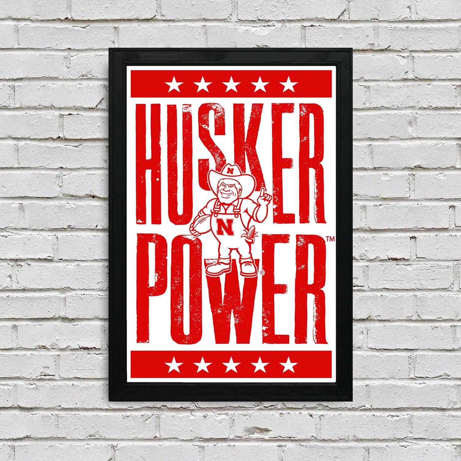 Nebraska Cornhuskers Gift – Husker Power Letterpess Poster – Officially Licensed Art Print – 13×19″ – Husker Gift (No Frame)