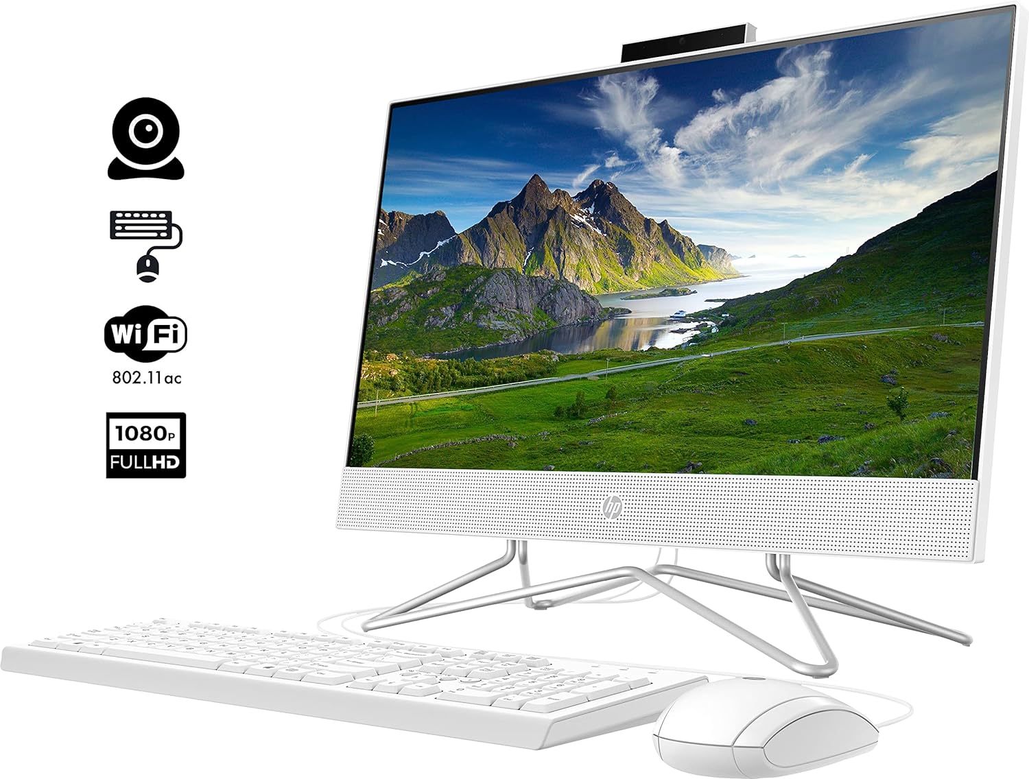 HP Escritorio todo en uno 2022, pantalla FHD de 21.5 pulgadas, procesador Intel Celeron J4025, 16 GB de RAM, 1 TB PCIe SSD, cámara web, HDMI, RJ-45,