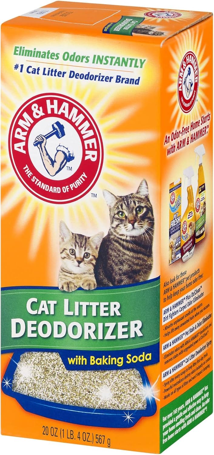 Polvo desodorante de arena para gatos con bicarbonato de sodio, 20 onzas