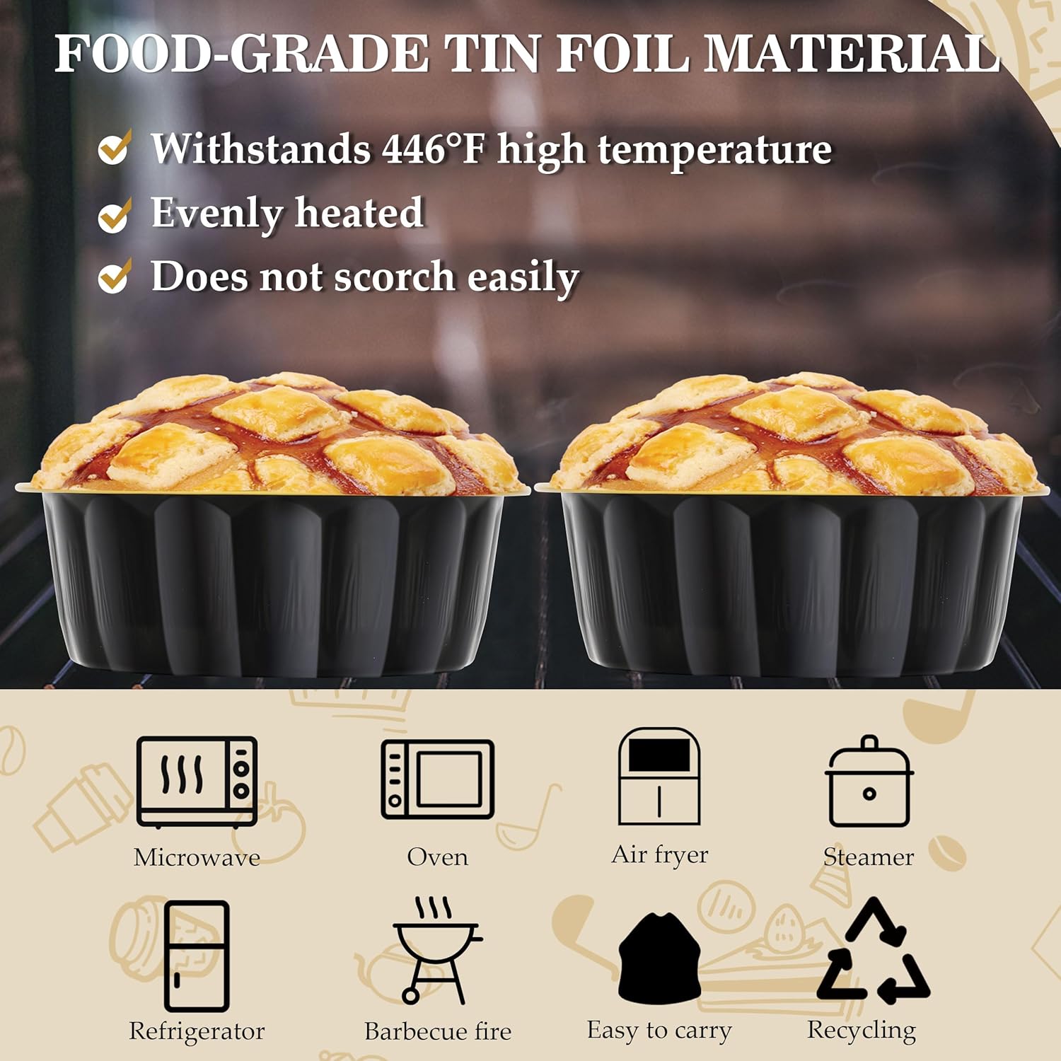 Mini moldes para pasteles con tapas, 30 moldes individuales de 8 onzas para tartas, tazas de aluminio para hornear, mini moldes de aluminio con