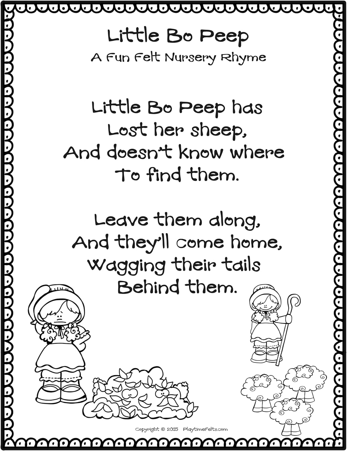 Figuras de fieltro Little Bo Peep Nursery Rhyme