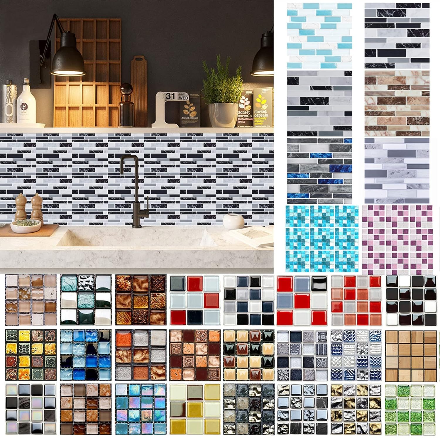 10 calcomanías autoadhesivas 3D para azulejos de pared, adhesivos decorativos para azulejos de cocina, tocadores de baño, decoración de chimenea,