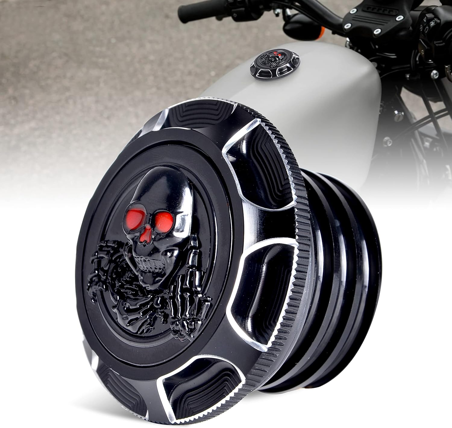 Sportster – Tapa de gasolina para Harley, tapa de aceite de aluminio CNC esqueleto 3D para Sportster XL 1200 883 X48 Road King Softail Dyna Touring