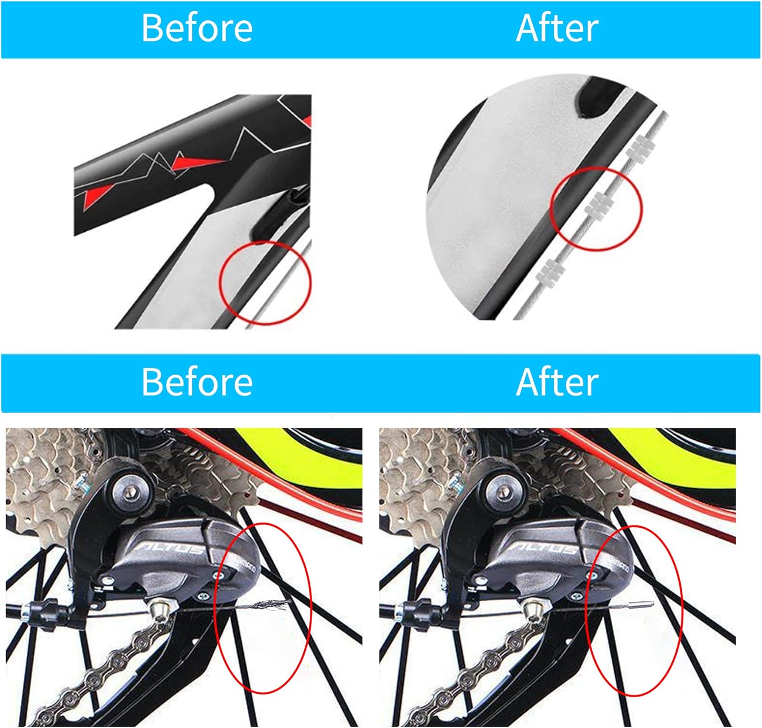 Juego de 2 cables de freno de bicicleta de montaña, cable de cambio universal para bicicleta de montaña, incluye 40 piezas de repuesto interior