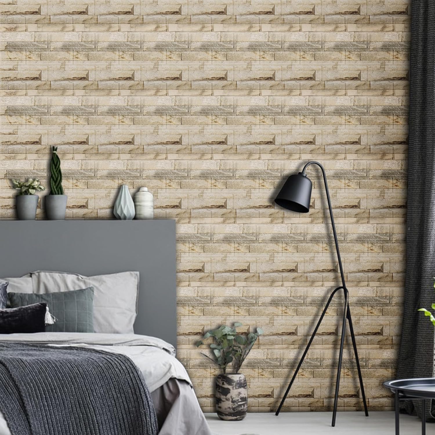 WAPANE Papel tapiz de ladrillo 3D, 40 paneles de pared 3D autoadhesivos, papel tapiz extraíble, impermeable, espuma de polietileno, pintable, para