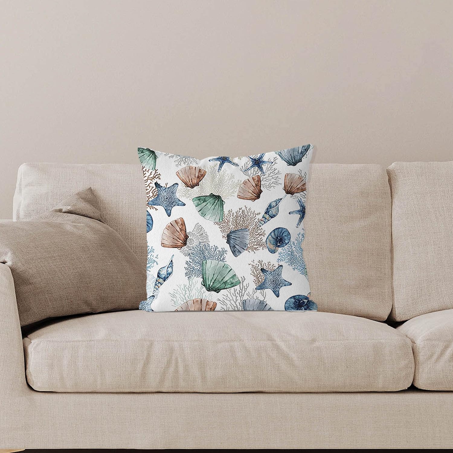 IWXYI Funda de almohada náutica costera de 18 x 18 pulgadas, funda de almohada marina submarina con temática oceánica, decoración del hogar,