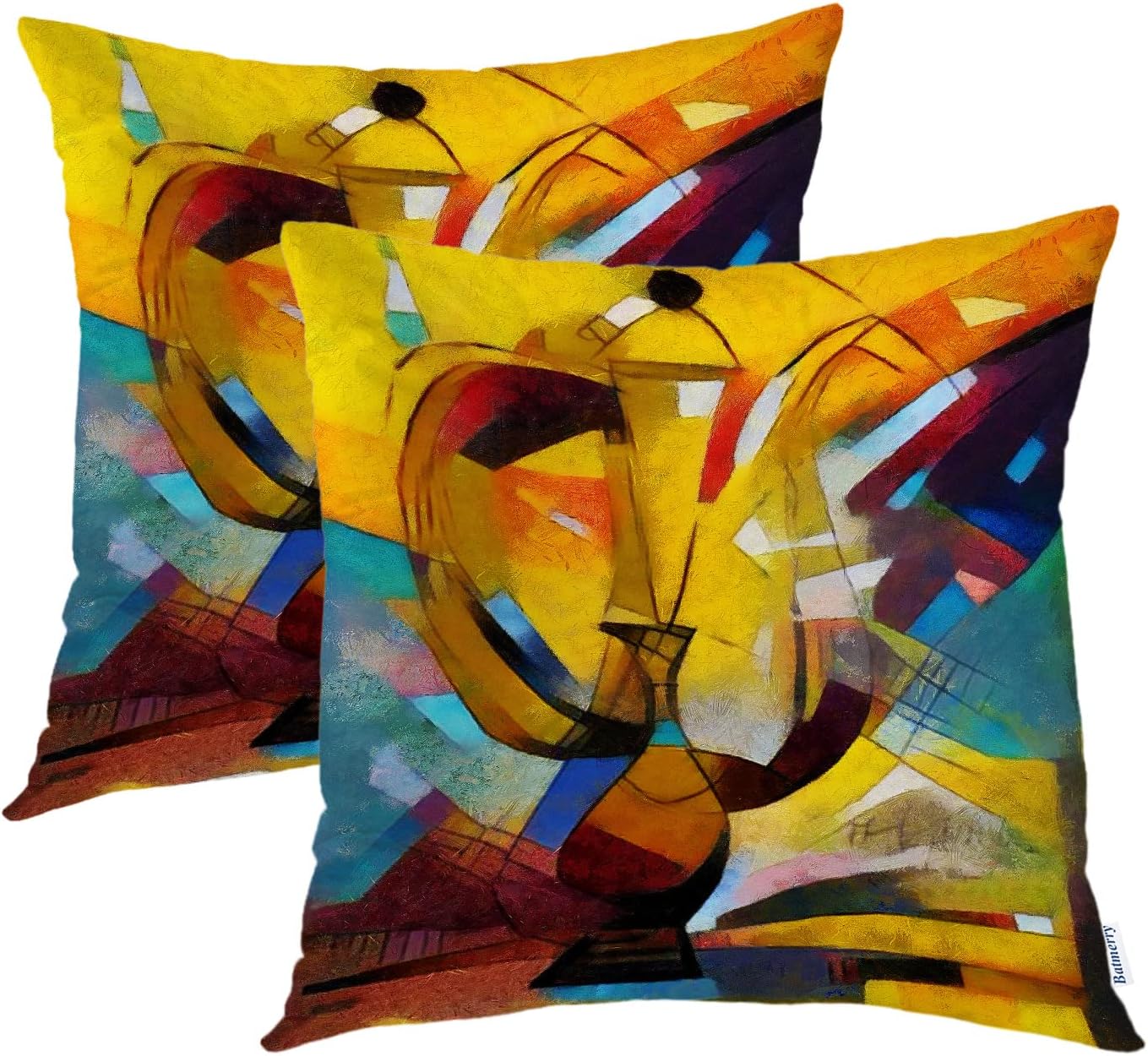 Batmerry Juego de 2 fundas de almohada decorativas de arte moderno abstracto en colores pastel de 18 x 18 pulgadas, reproducciones alternativas,