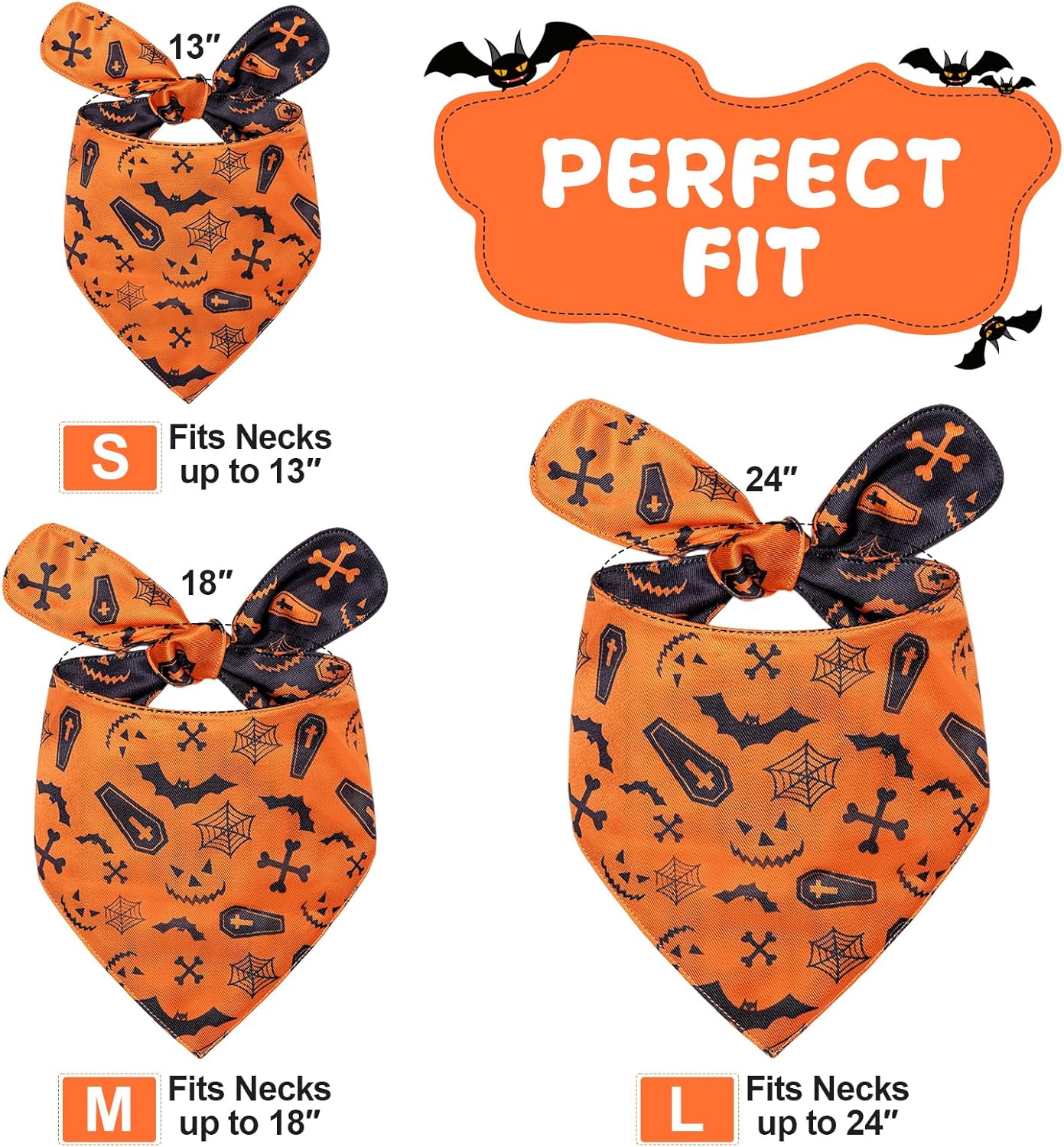 Bandana de Halloween para perro con patrón de arañas murciélagos, cómoda bufanda triangular de algodón para cachorros y perros pequeños, pañuelo