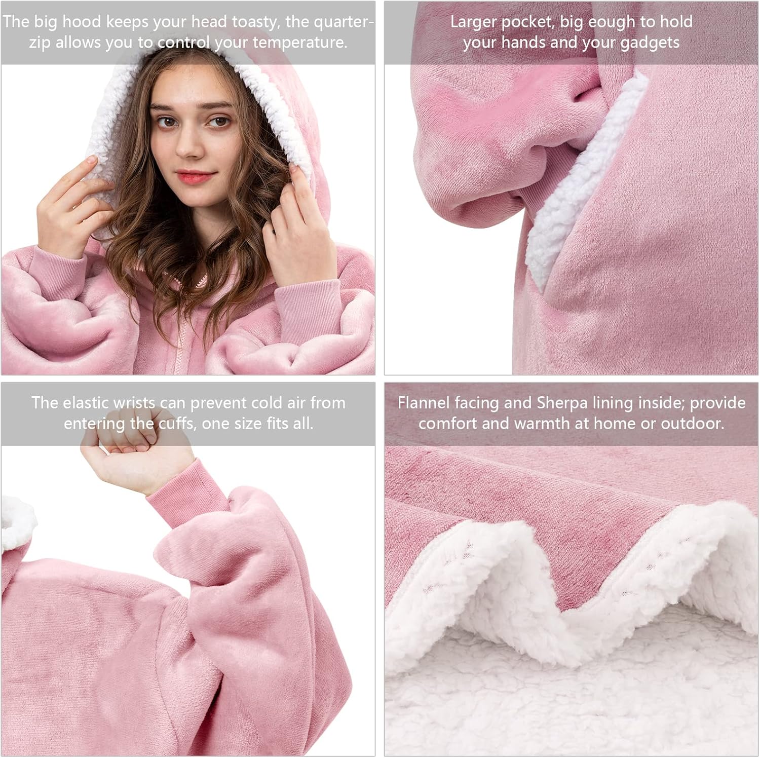 Angelhood Manta con capucha para llevar, supersuave, cálida y de gran tamaño, manta de franela Sherpa con bolsillo gigante para hombres, mujeres,