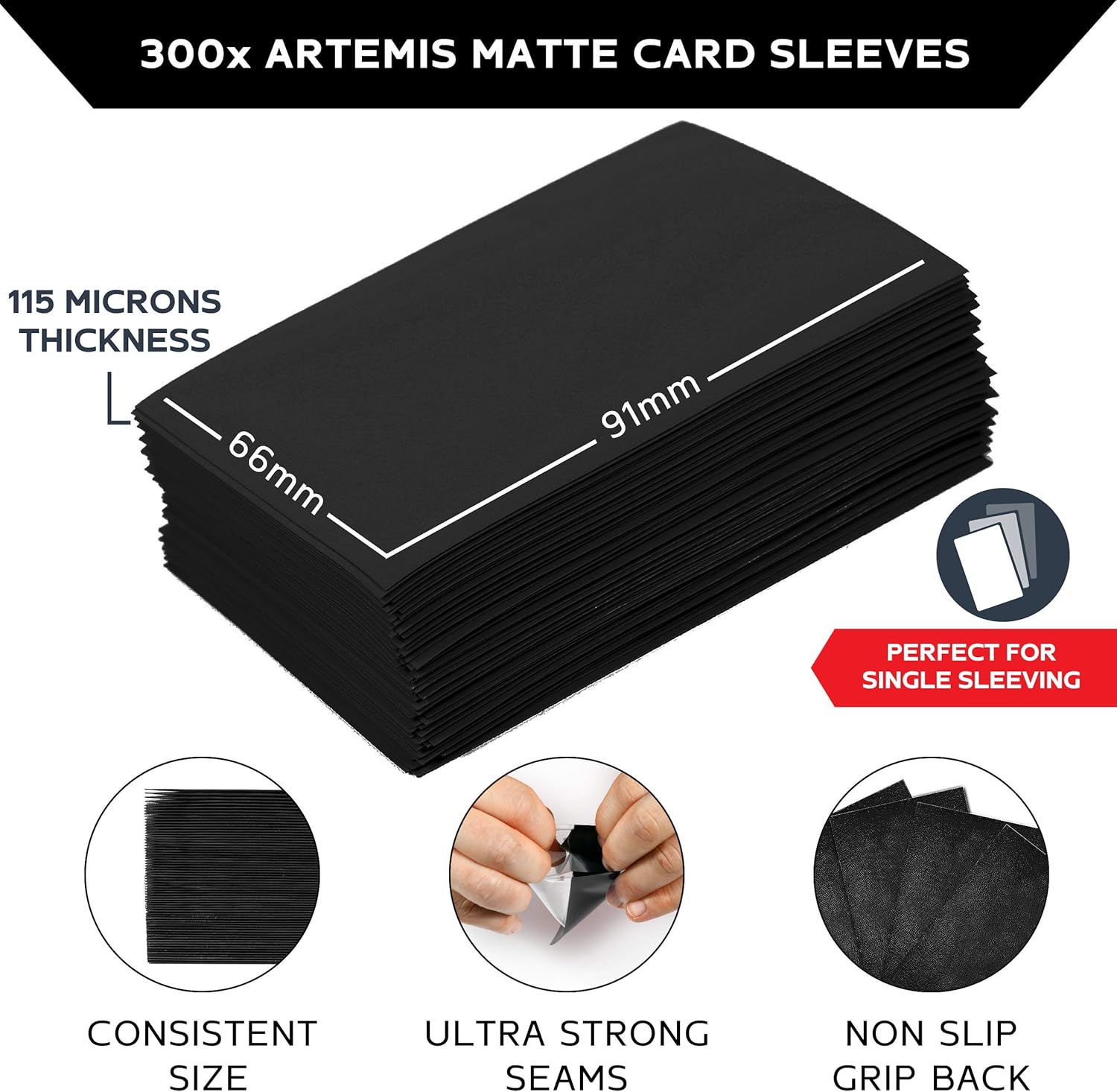 Quiver Time 200 Artemis – Funda para cartas estándar, color negro, funda mate individual, protectores de tarjetas compatibles con Magic The