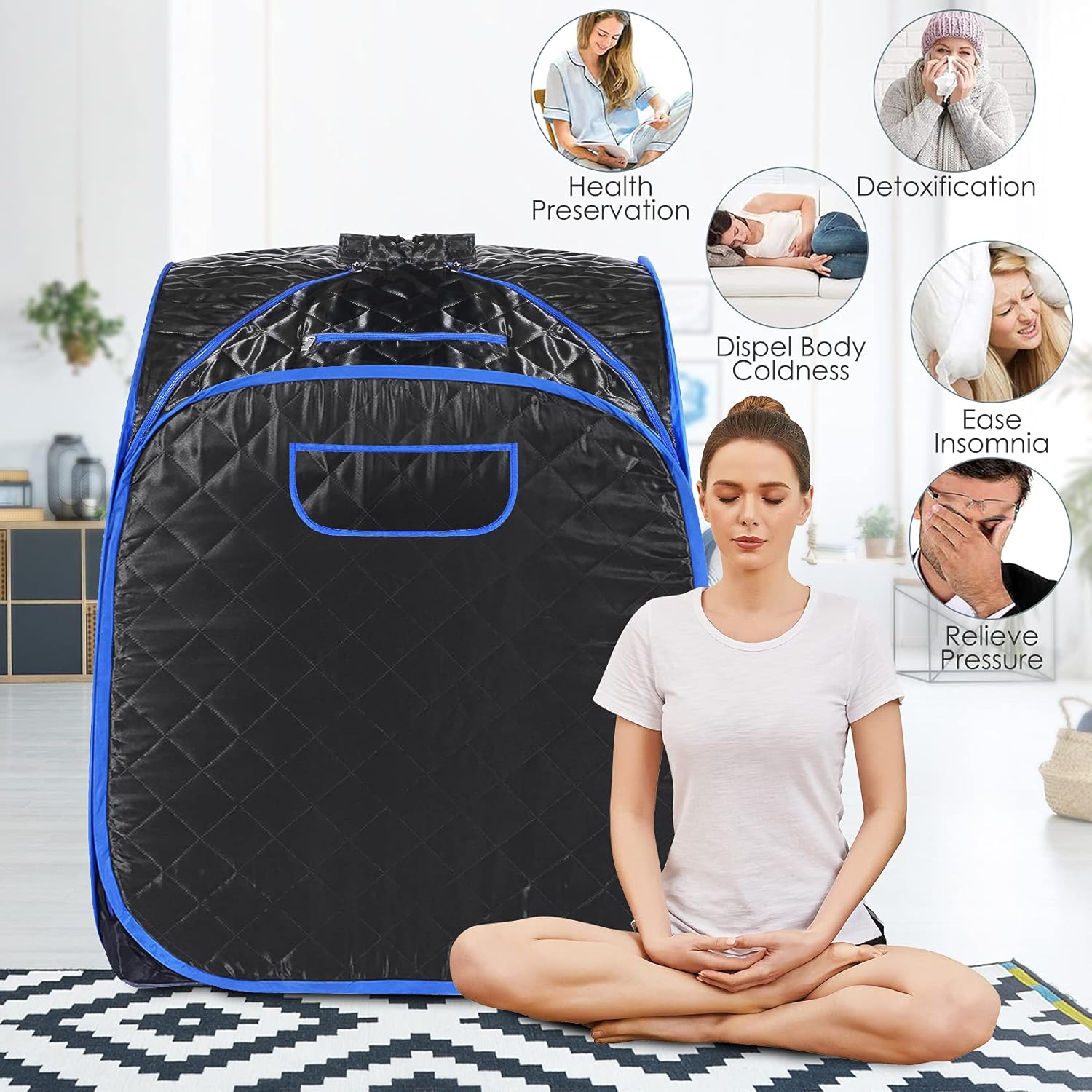Spa de sauna de vapor portátil con control remoto, temperatura de 9 marchas, temporizador de 60 minutos, función de atomización, tienda de campaña