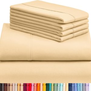 LuxClub – Juego de sábanas ecológicas de 6piezas, de rayón hecho de bambú, bolsillos profundos de 18pulgadas, sin arrugas, suaves y sedosas, LuxClub – Juego de sábanas ecológicas de 6piezas, de rayón hecho de bambú, bolsillos profundos de 18pulgadas, sin arrugas, suaves y sedosas,