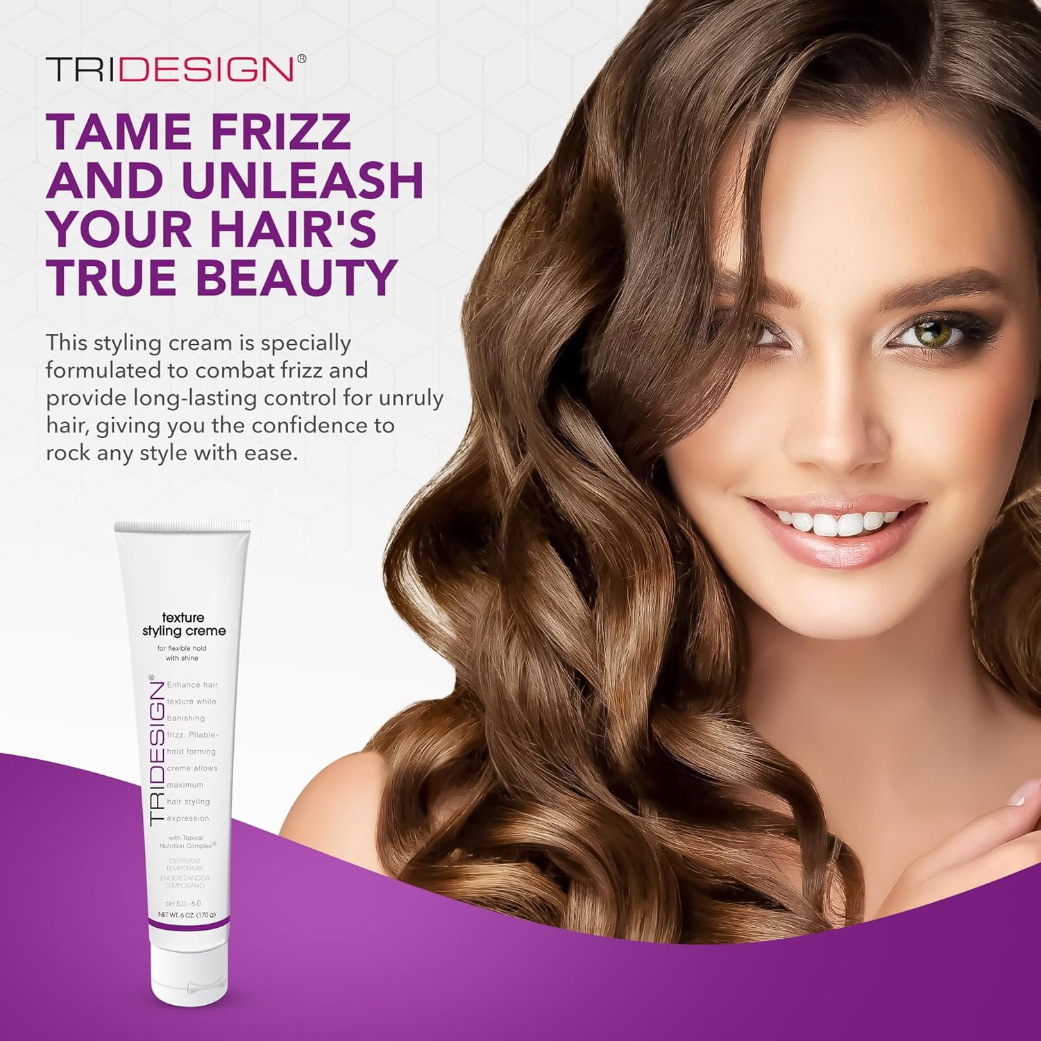 TRI Crema para el cuidado del cabello con textura – Producto de peinado – Crema de peinado para cabello encrespado – Para máxima expresión de