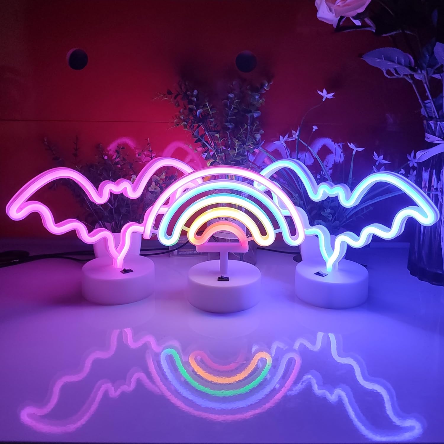 JYWJ Letreros de neón con base de soporte, luz de neón alimentada por USB o 3 pilas AA, decoración de mesa LED, decoración de pared de dormitorio,