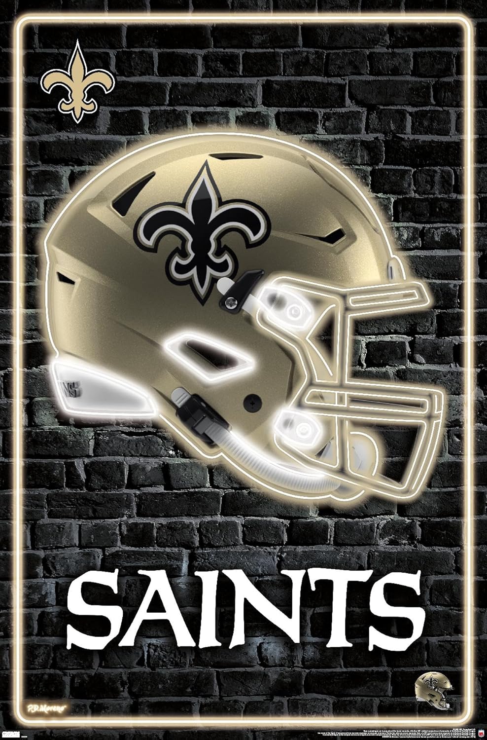 Trends International NFL New Orleans Saints – Póster de pared con casco neón 23