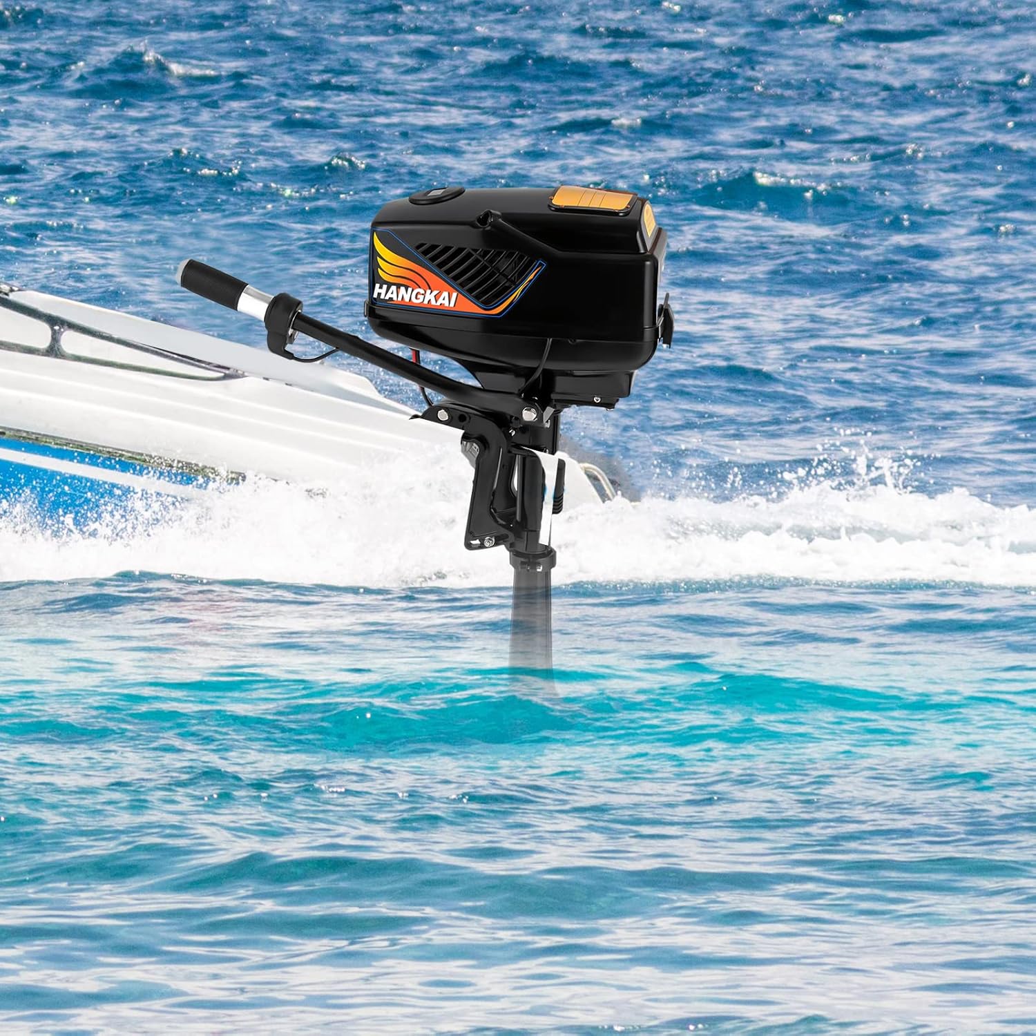 CNCEST Motor fuera de borda, motor de arrastre eléctrico 5HP con motor de cobre puro sin escobillas, motor de barco de 48V1200W para kayak, barcos