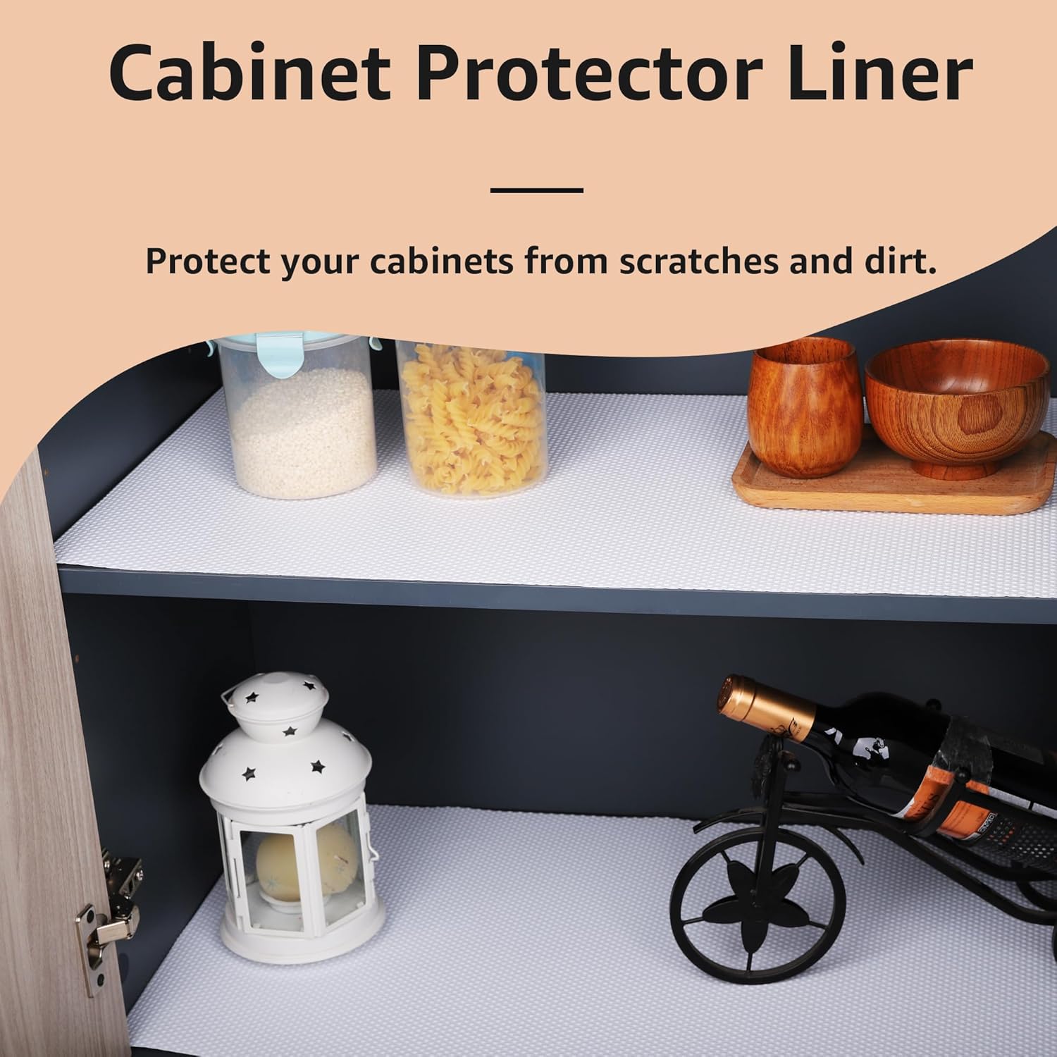 PABUSIOR Shelf Liners White – Forro para cajones de cocina, (15 x 360 pulgadas), enrollable, antideslizante, impermeable, fácil de cortar, lavable,
