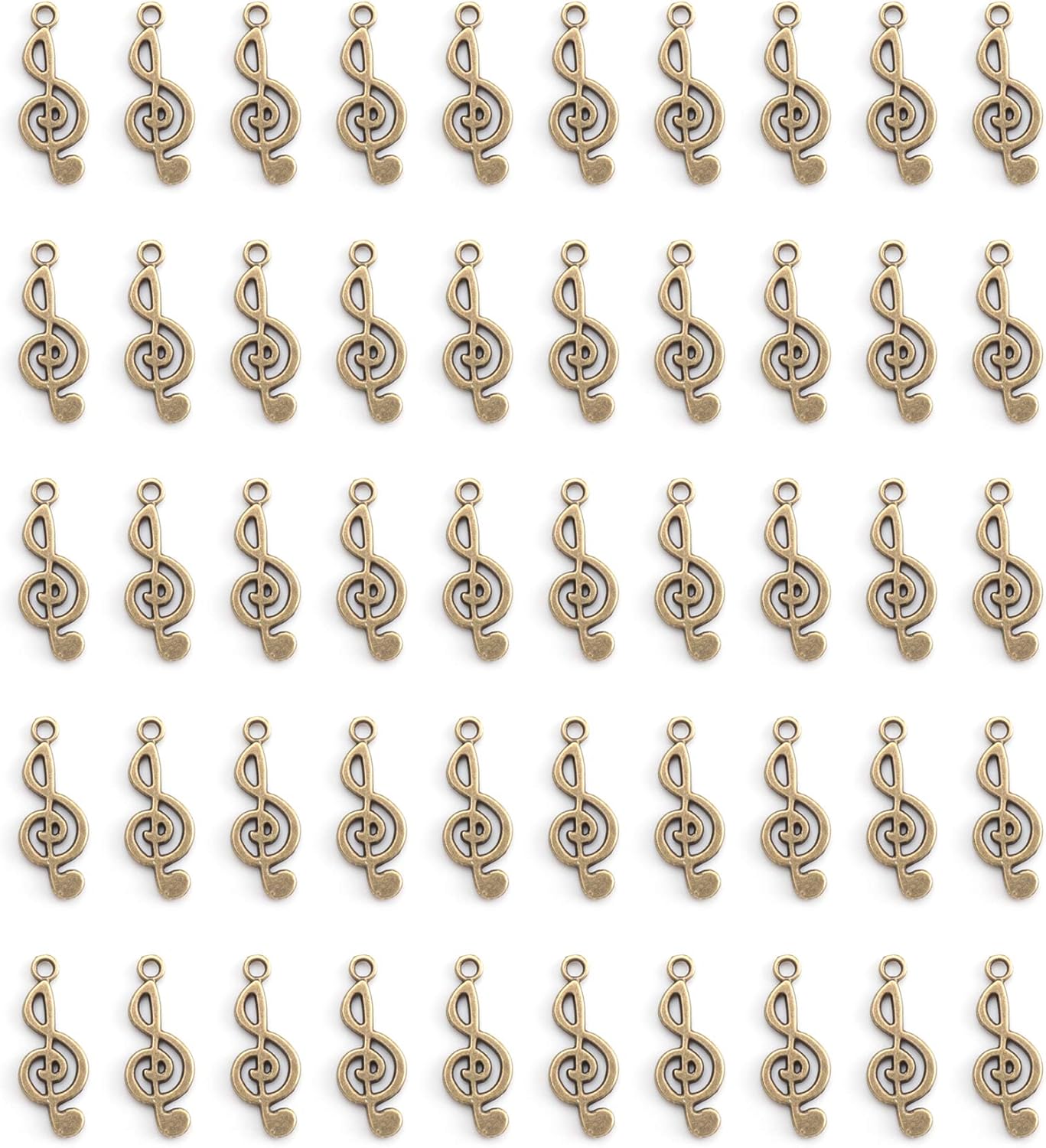50 piezas de dijes de notas musicales de metal, símbolo de música vintage, elegante, elegante, instrumento, cuentas colgantes para manualidades,