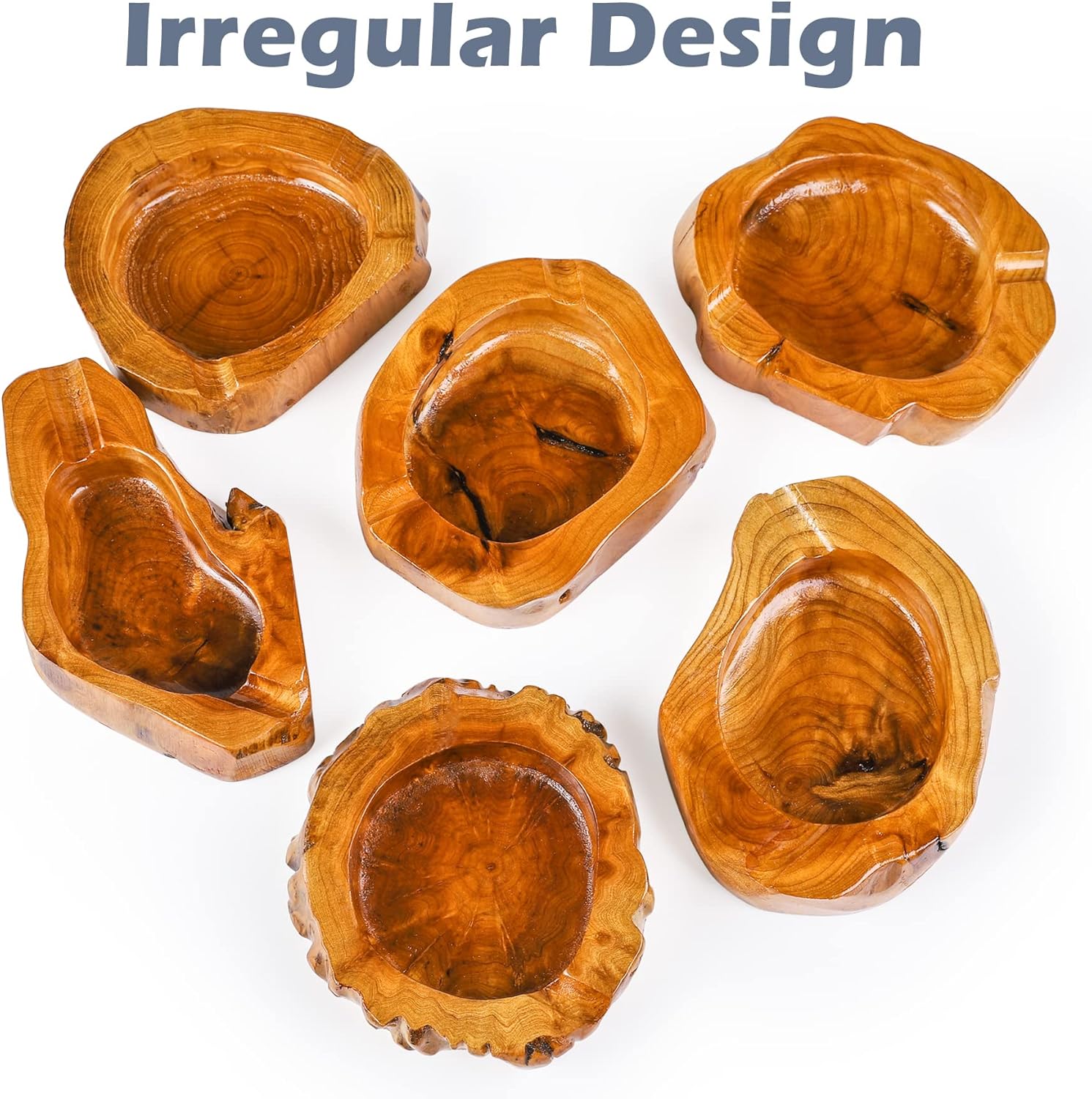 Wooden Cigar Ashtrays Outdoor Indoor Cigar Accessories and Great Gifts for Cigar Lovers, Smokers and Men Ash Tray Different Shapes and Random