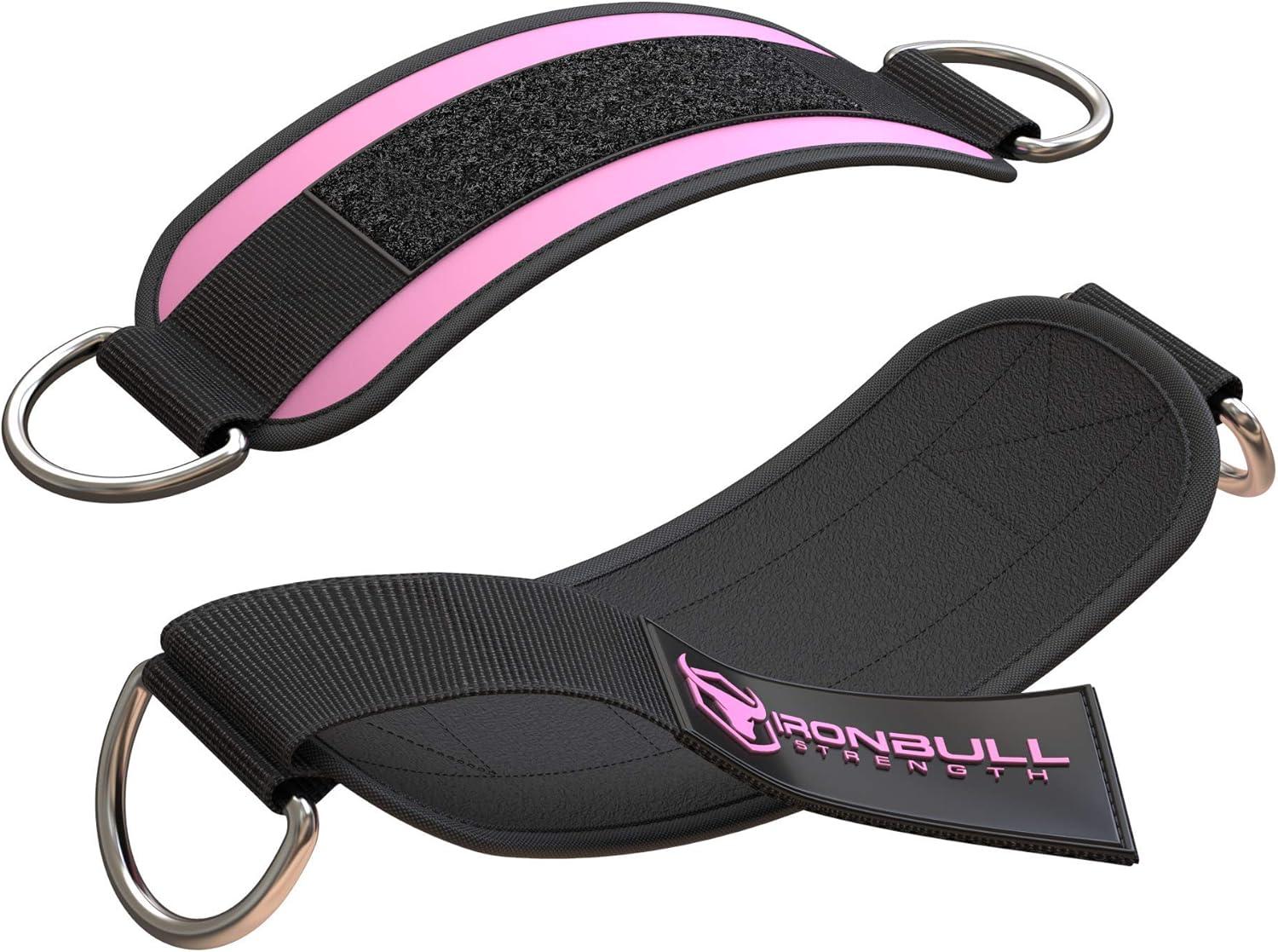 Iron Bull Strength Correas de tobillo para máquinas de cable (par)  Accesorio de doble anillo en D, totalmente ajustable, neopreno cómodo