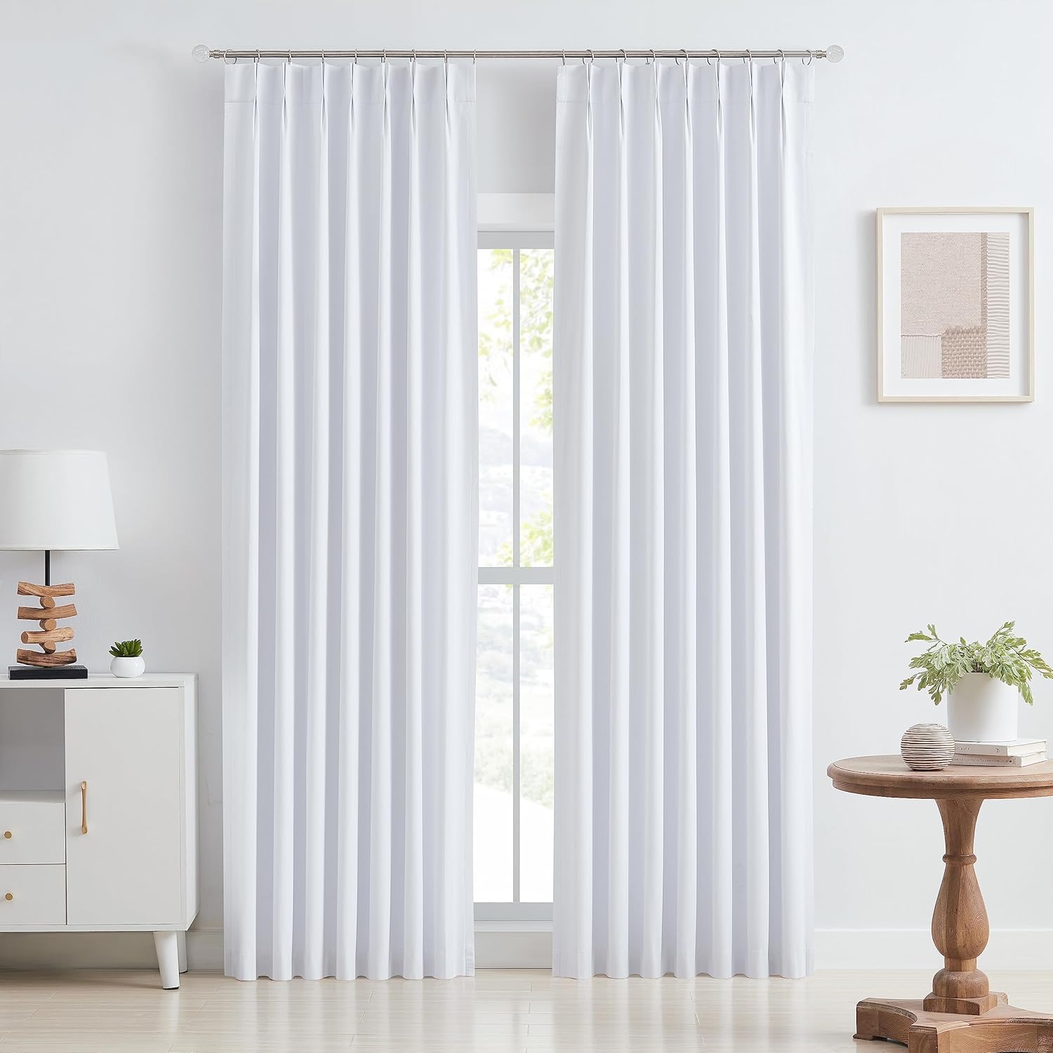 WEST LAKE Paneles de cortinas opacas plisadas extralargas de 108 pulgadas, con textura suave, con cancelación de ruido, eficiencia energética, con