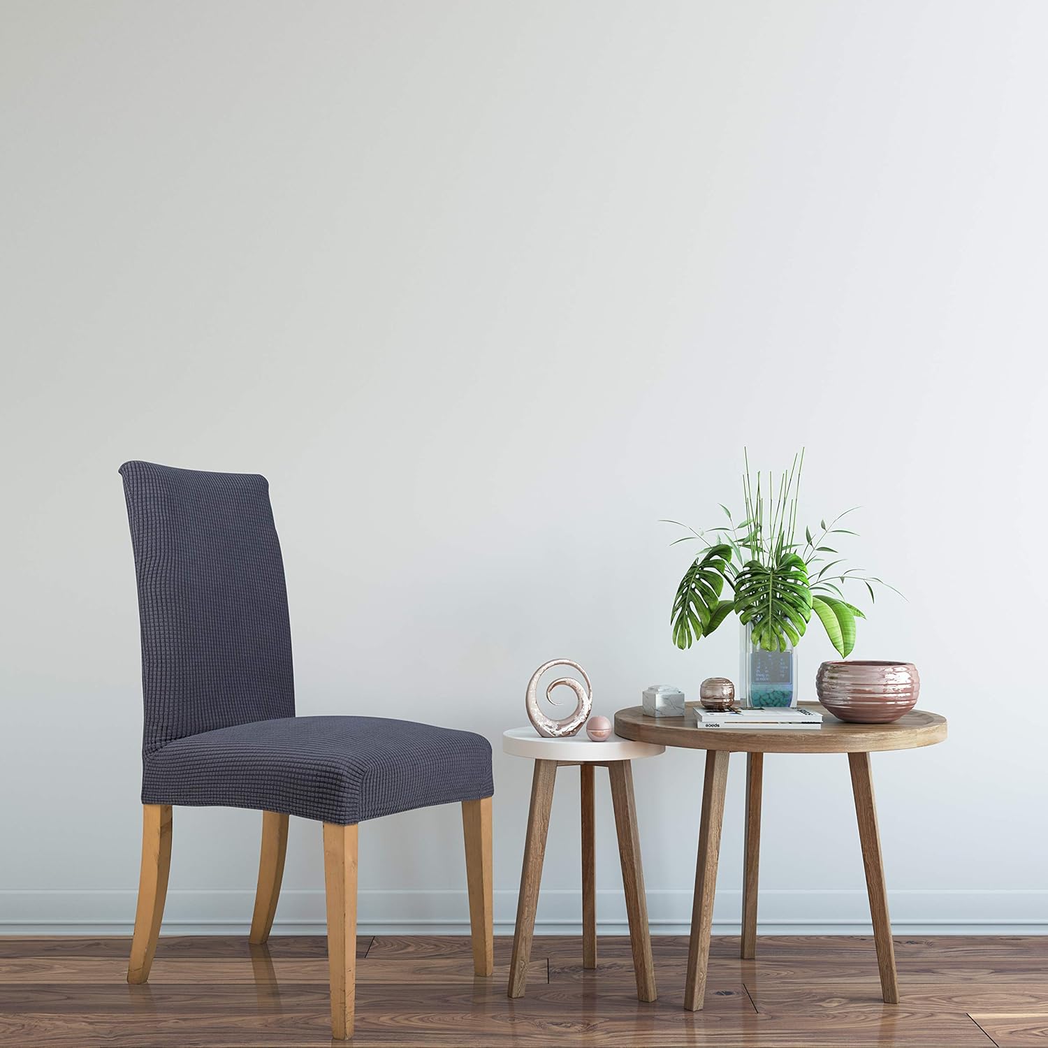 Everest Supply Paquete de 4 fundas para silla de comedor, poliéster, elastano, tela jacquard estirable para uso comercial, se adapta a la parte
