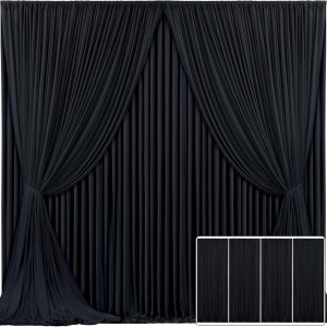 4 paneles de cortina tipo telón de color negro para fiestas, sin arrugas, cortinas de fotos negras, decoración de tela para fiestas de cumpleaños, 4 paneles de cortina tipo telón de color negro para fiestas, sin arrugas, cortinas de fotos negras, decoración de tela para fiestas de cumpleaños,