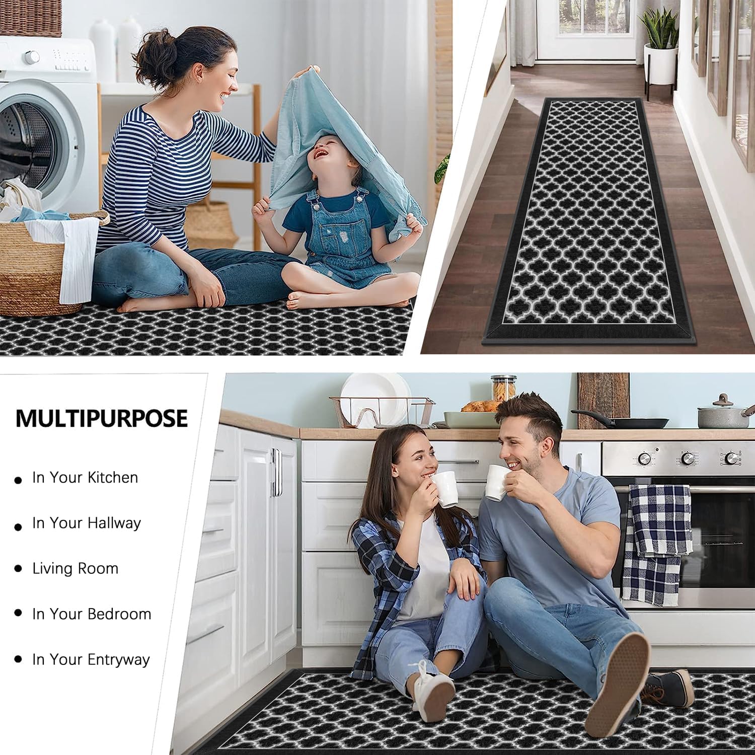 GOYLSER Alfombra de pasillo ultrafina para uso en verano, alfombra antideslizante con respaldo de goma, alfombra de pasillo interior de granja,