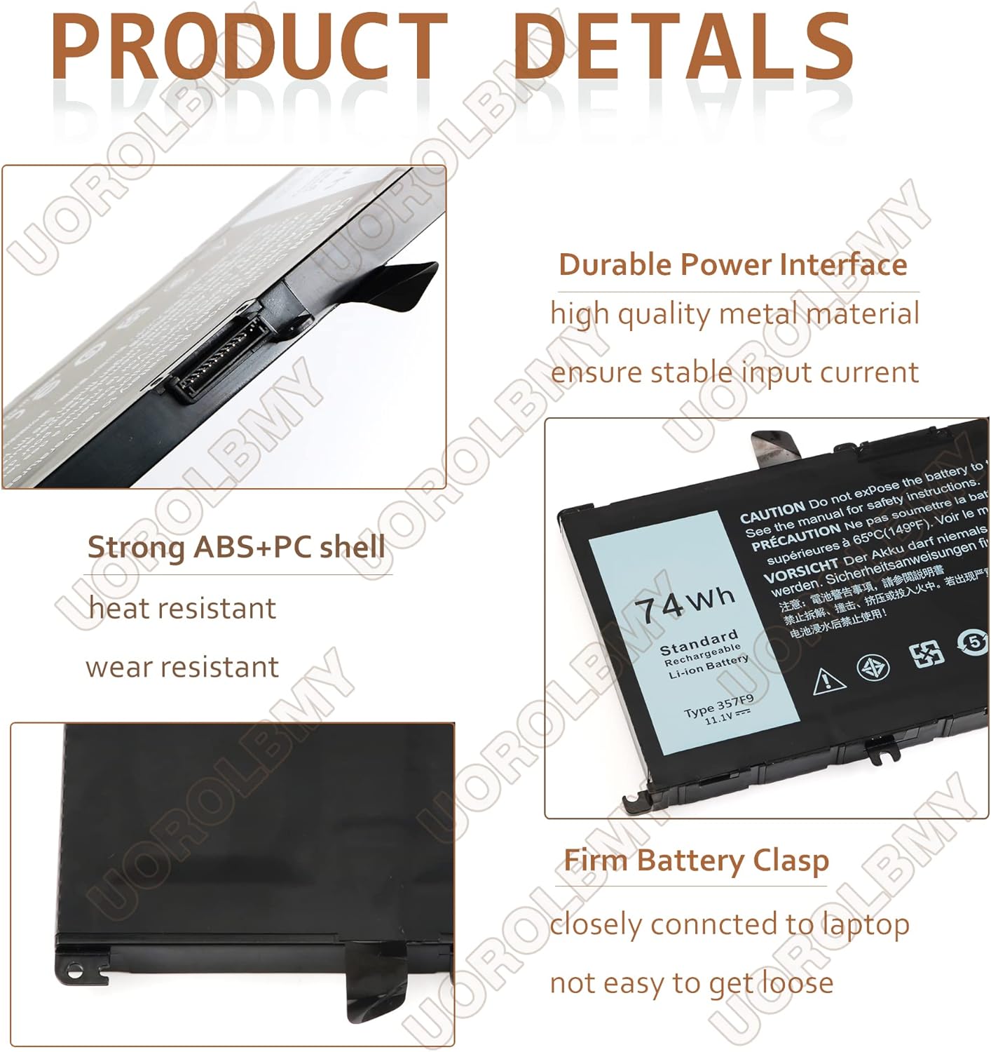 Batería de repuesto 74WH tipo 357F9 71JF4 para Dell Inspiron 15 7000 7559 i7559 7557 i7557 5577 7567 5576 7566 INS15PD Series 15-7559 0GFJ6 P135G