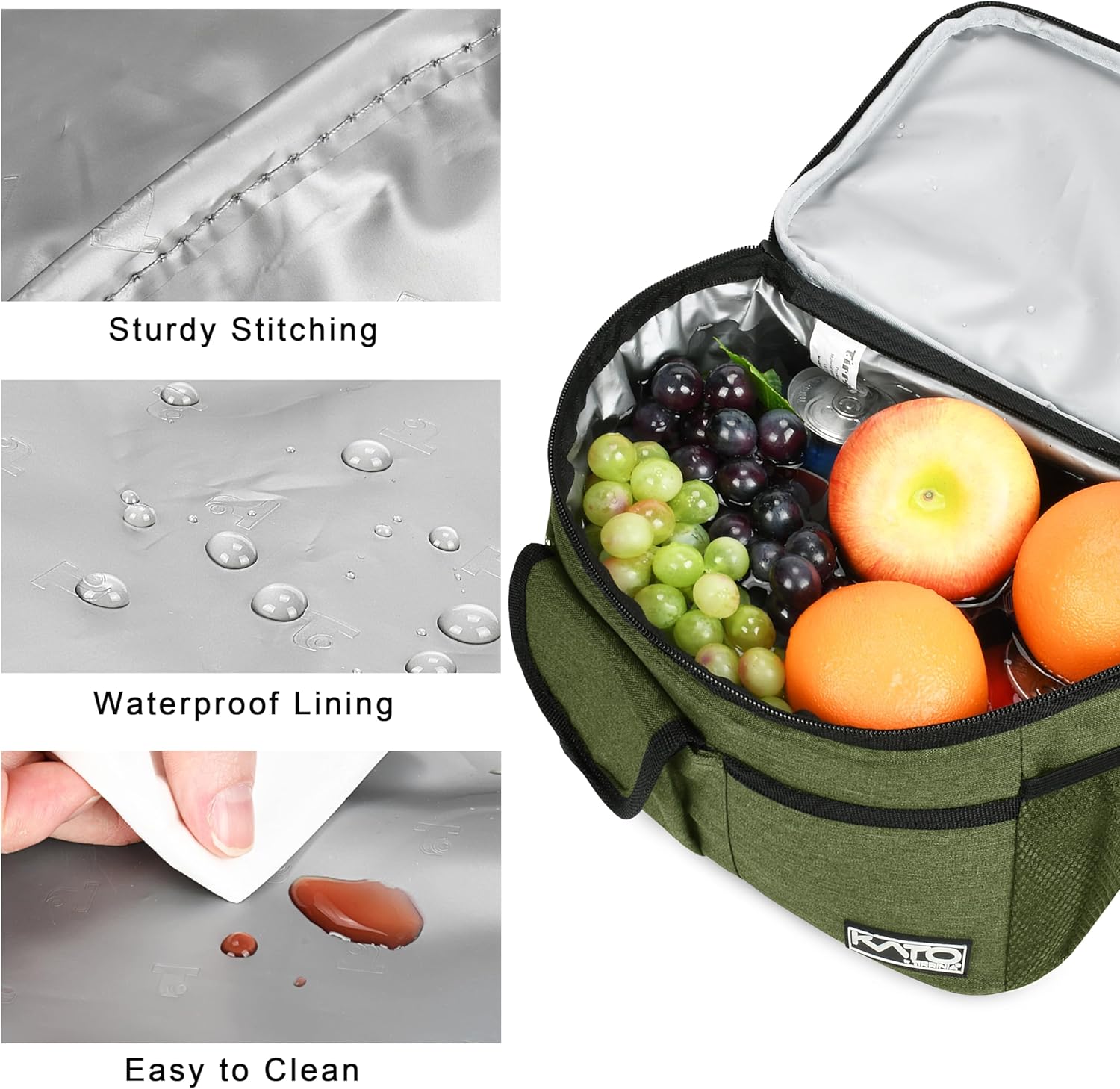 Tirrinia Lonchera térmica para mujeres y hombres, a prueba de fugas, térmica, reutilizable, con 4 bolsillos para adultos, bolsa de almuerzo
