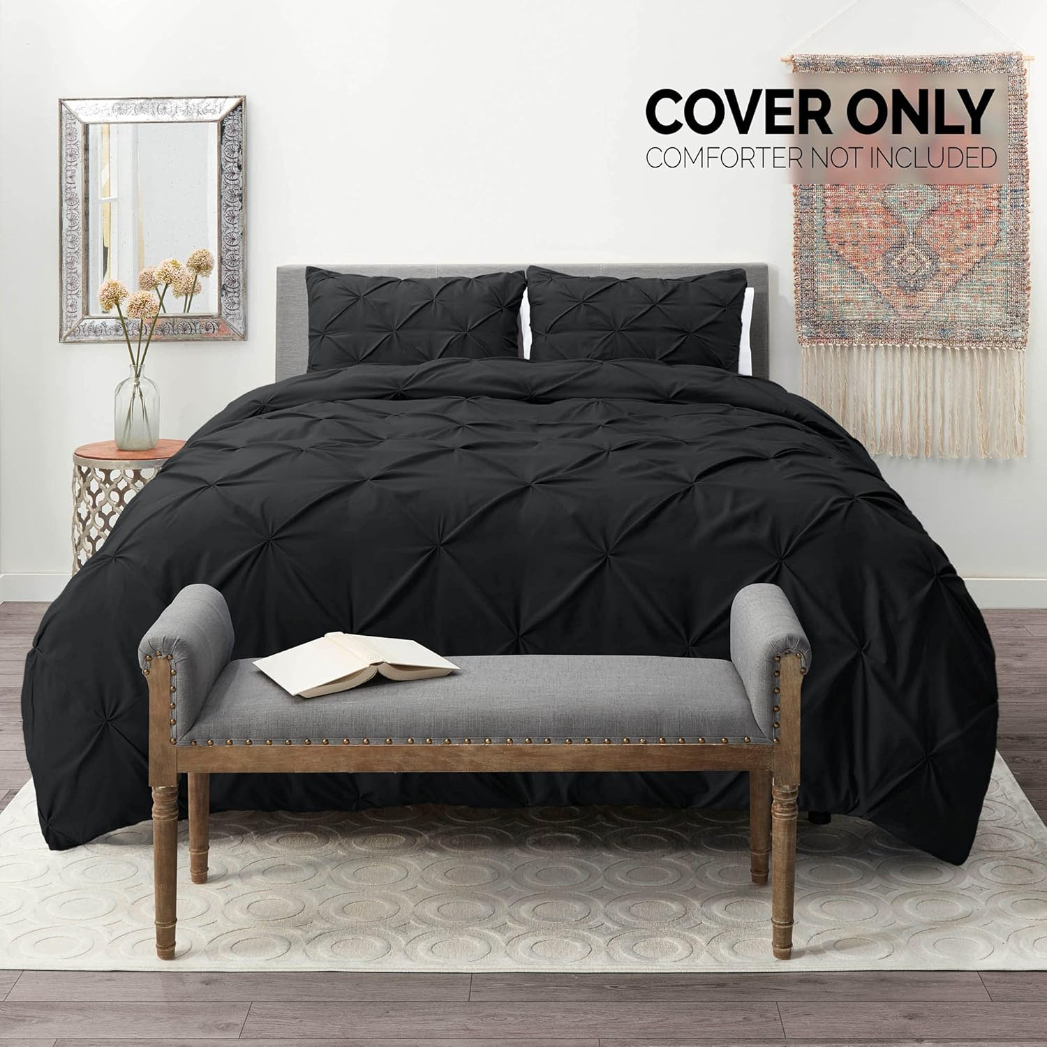 Nestl Bedding Juego de funda de edredón, 3 piezas, plisado
