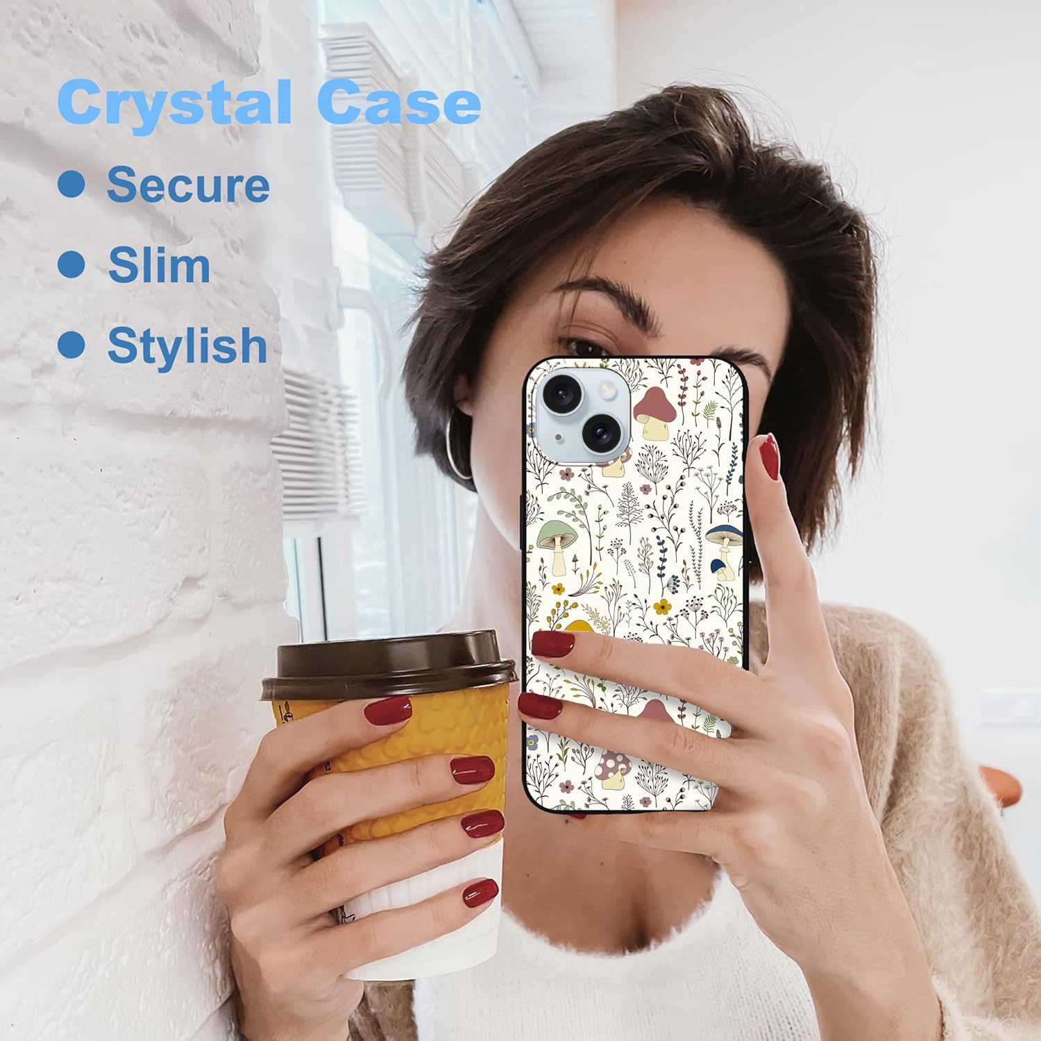 MSEAANBK Funda de hongos para iPhone 15 Plus de 6.7 pulgadas, diseño de plantas silvestres para iPhone 15 Plus para mujeres, niñas y hombres, TPU