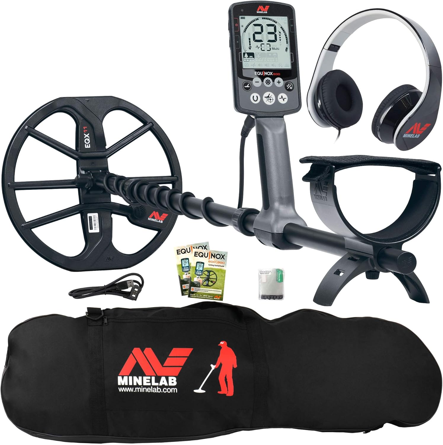 Minelab Detectores de metales Equinox 600 Multi-IQ Detector de metales con bolsa de transporte acolchada negra