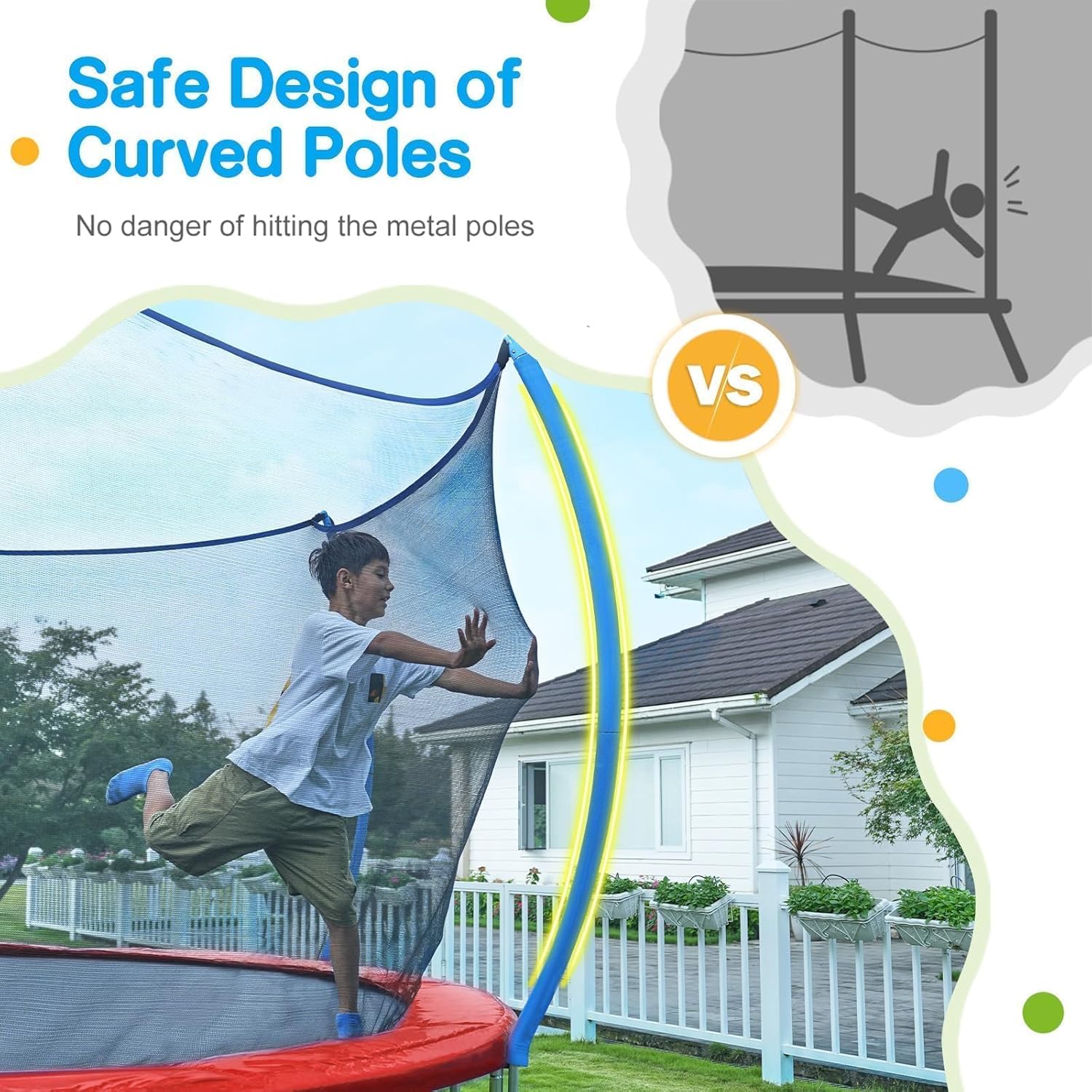 Zupapa 1500LBS Weight Capacity No-Gap Design 15 14 12 10FT Trampoline for Kids with Safety Enclosure Net Outdoor Backyards Trampolines with Non-Slip