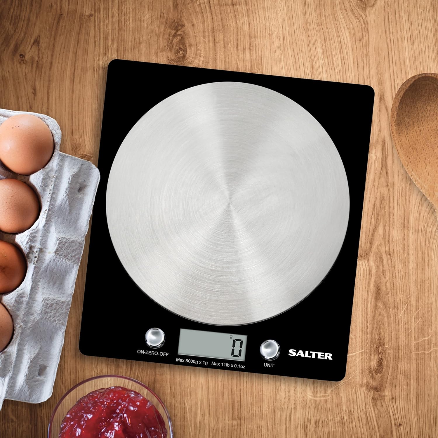 Salter Báscula digital de cocina, como se ve en la televisión, elegante diseño delgado báscula de cocina electrónica para el hogar + cocina, pesa