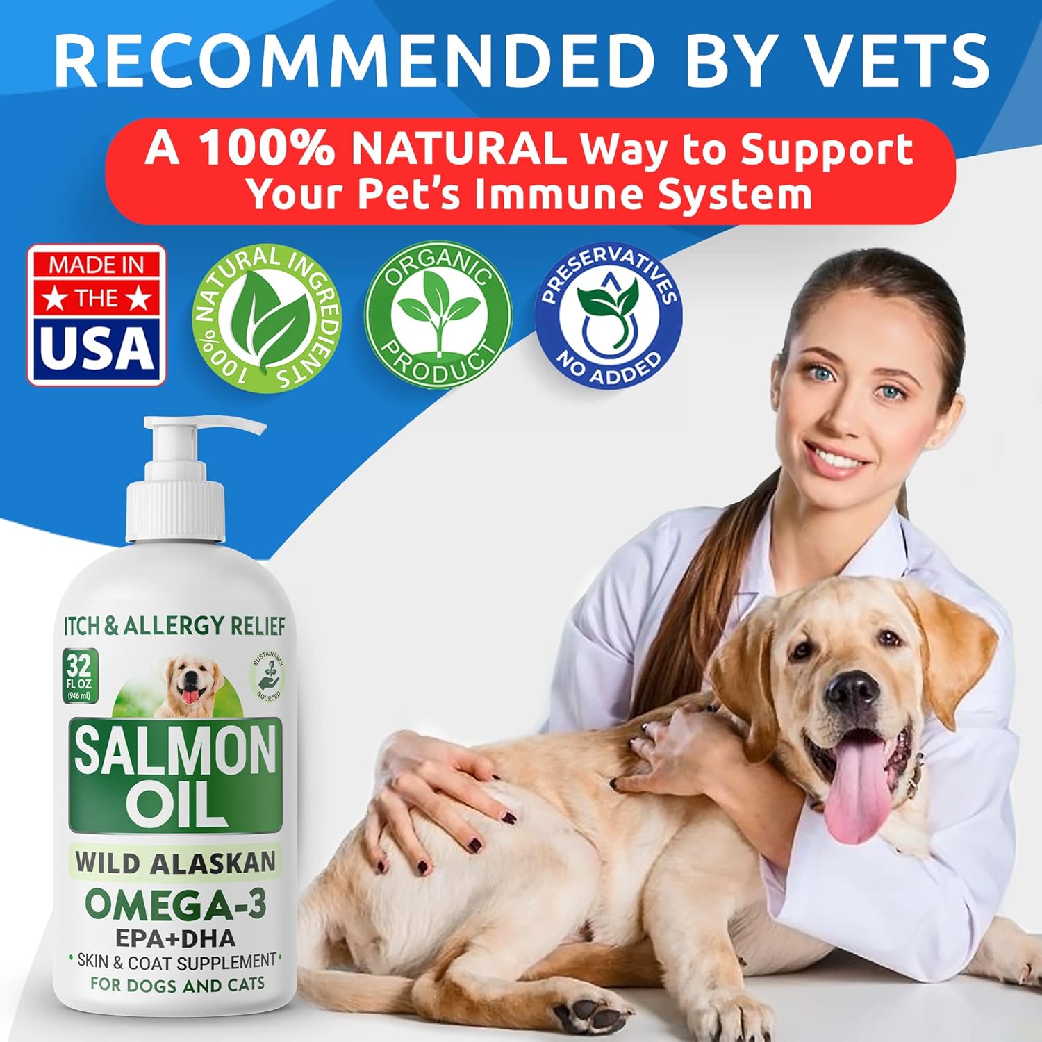 BARK&SPARK Aceite de salmón para perros y gatos – Aceite de pescado natural Omega-3 para perros – Apoyo para la piel y el pelaje – Suplemento