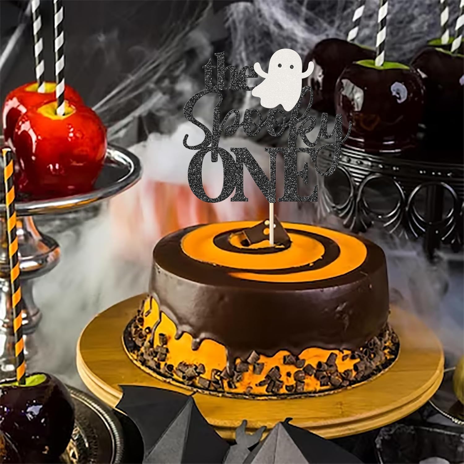 1 paquete de The Spooky One Cake Topper Glitter The Spooky One Halloween cumpleaños Cupcake Picks 1st Birthday Goast Cake Decor for Halloween Kids