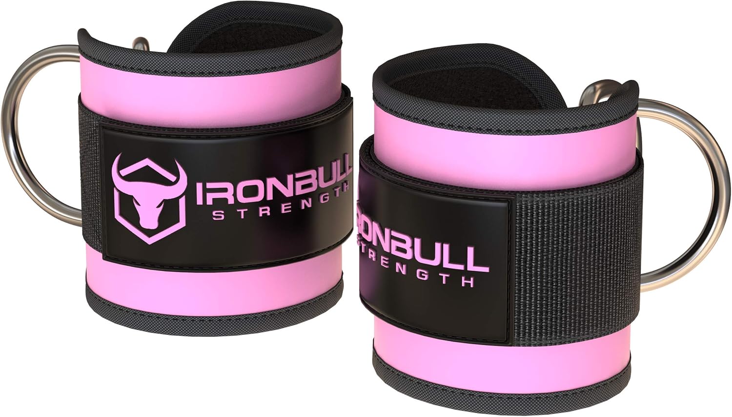 Iron Bull Strength Correas de tobillo para máquinas de cable (par)  Accesorio de doble anillo en D, totalmente ajustable, neopreno cómodo