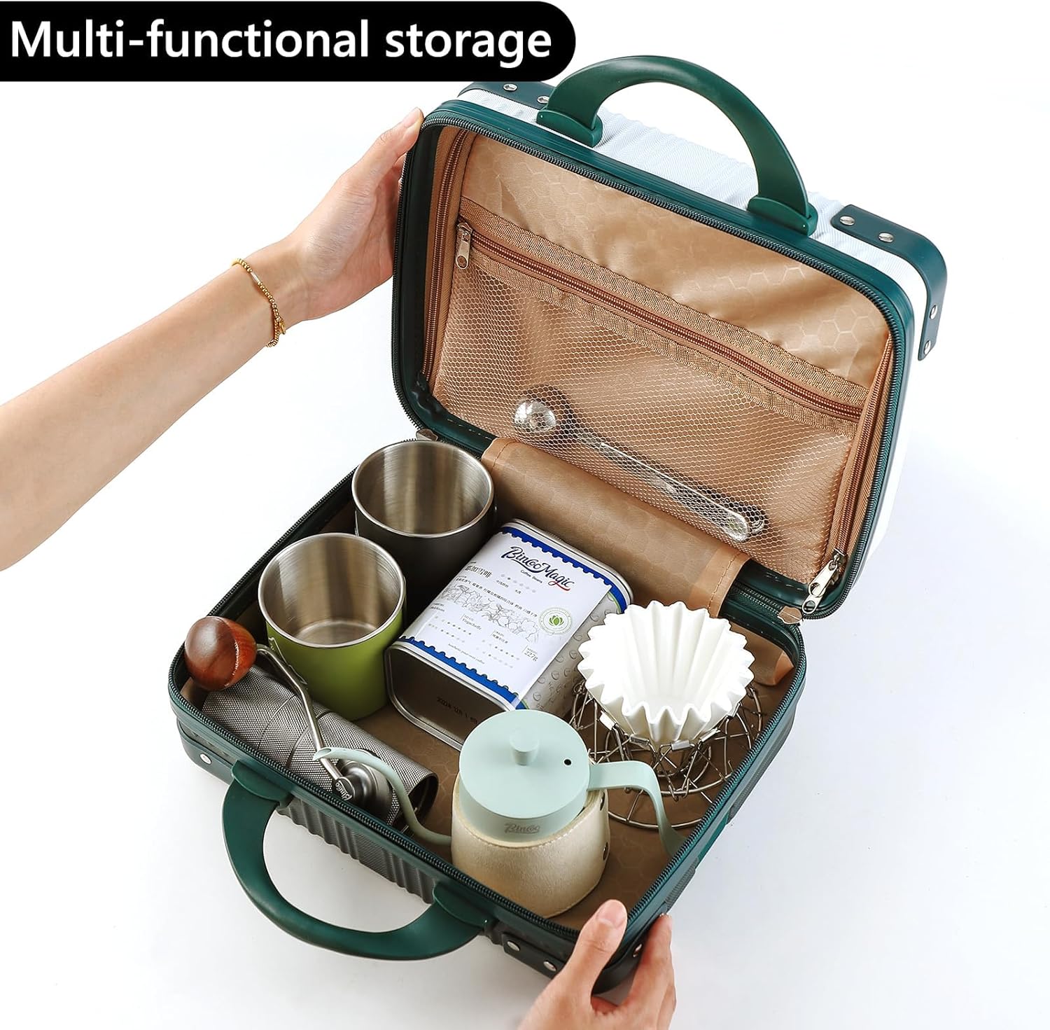 Bincoo Estuche de viaje para cafetera de 10 pulgadas para máquina de café expreso barista, impermeable, bolsa de almacenamiento para cafetera con