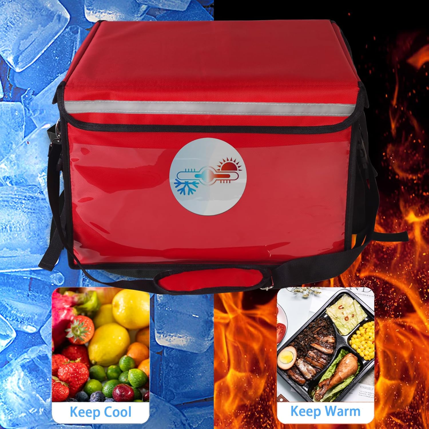 YINFEI Bolsa aislada para entrega de alimentos con base fija y marco interno, bolsa plegable impermeable para entrega de alimentos para catering,