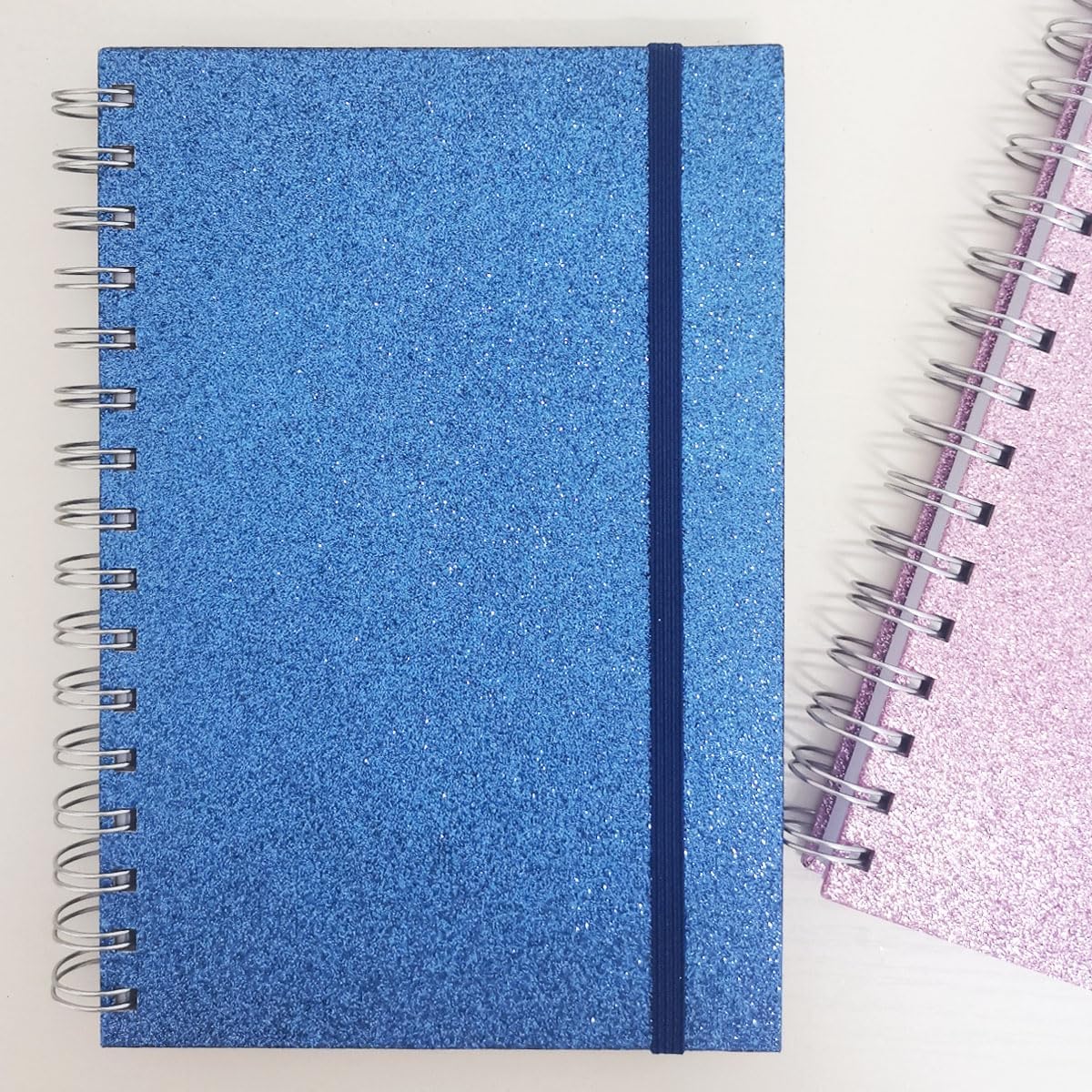 Twinkle Cuaderno de espiral, paquete de 2 cuadernos de espiral brillante, cuaderno a rayas de tapa dura, 90 hojas, 8.2 x 6 pulgadas