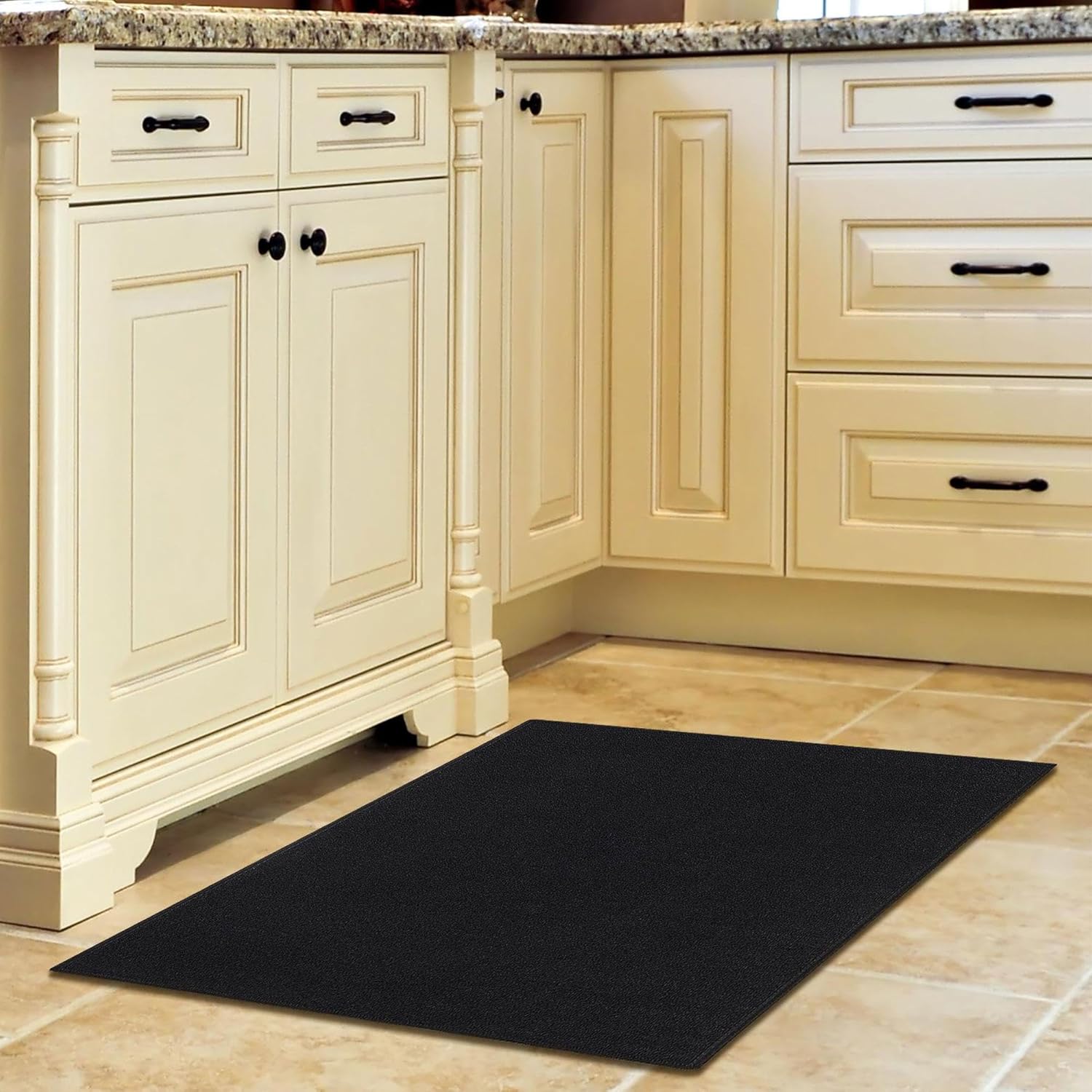 Sweethome Collection – Tapete de goma con respaldo de goma, 2 pies 3 pulgadas x 3 pies, color negro