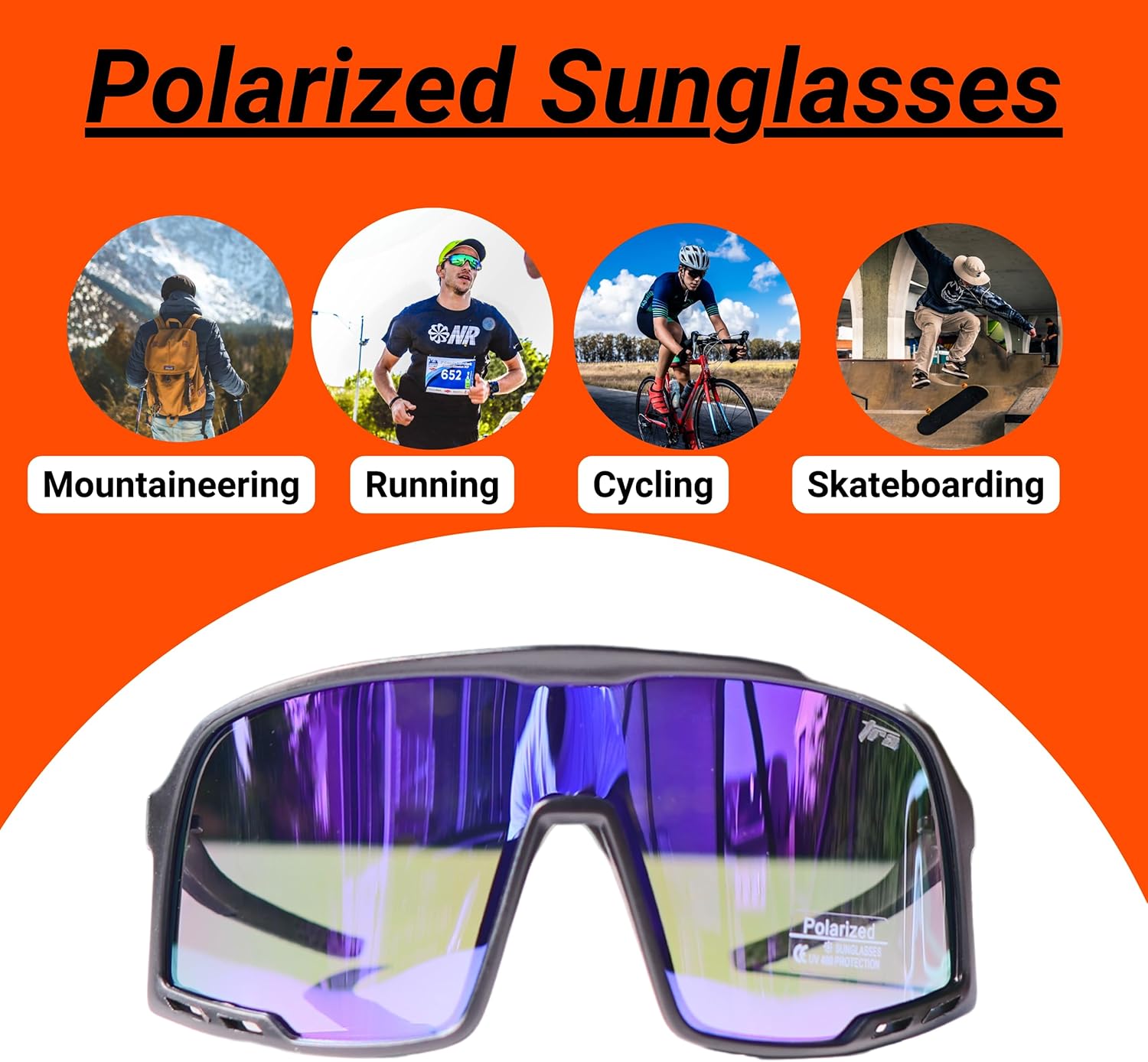 Gafas de sol de béisbol para adultos, UV400, gafas de sol geniales para correr, fútbol, ciclismo, gafas deportivas + funda
