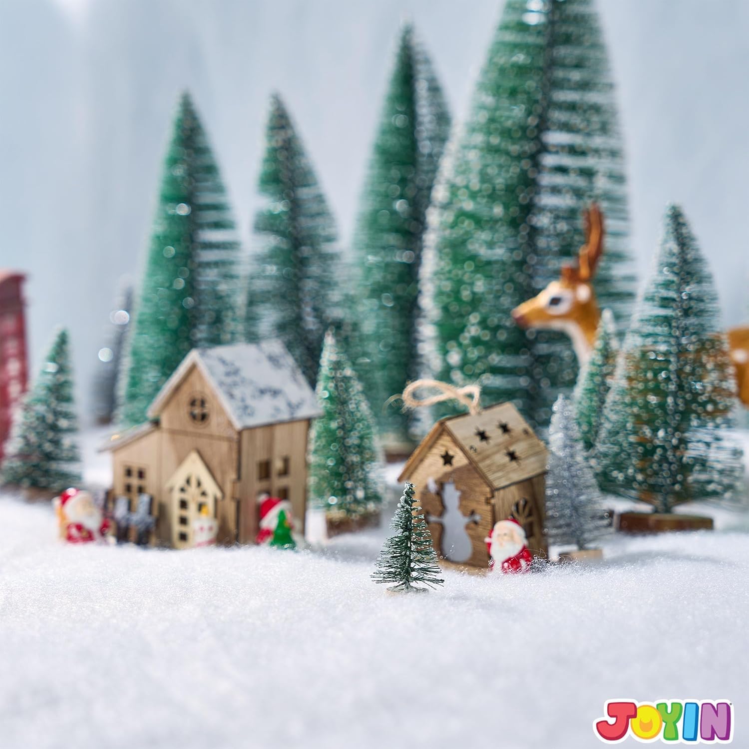 JOYIN 4 mantas de nieve de Navidad (15 pulgadas x 10 pies), 4 fundas de nieve falsas blancas gruesas para decoración de Navidad, exhibiciones de