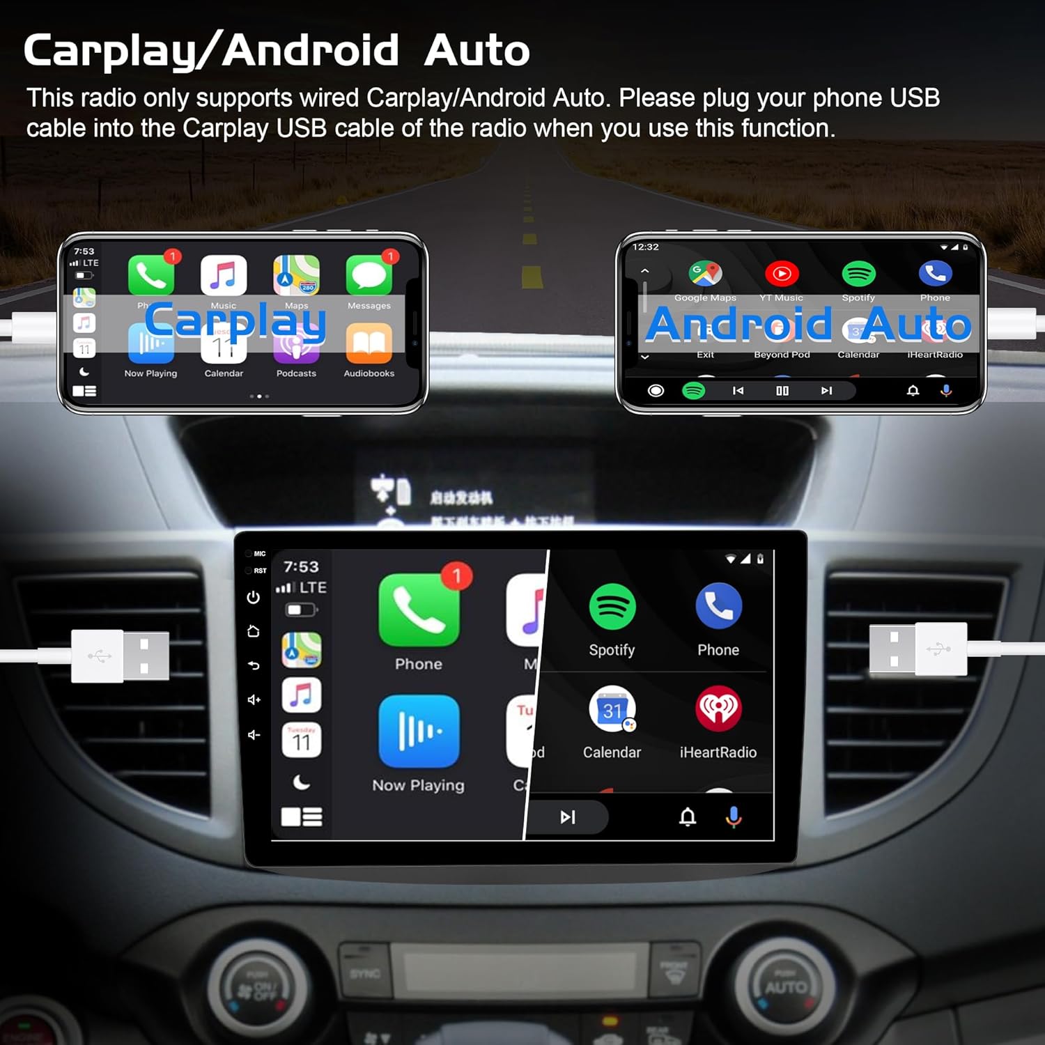 Android 13 Radio de coche estéreo para Honda CRV 2012 2013 2014 2015 2016, 10.1 “HD pantalla táctil 2G RAM 32G ROM Andriod 13.0 navegación GPS