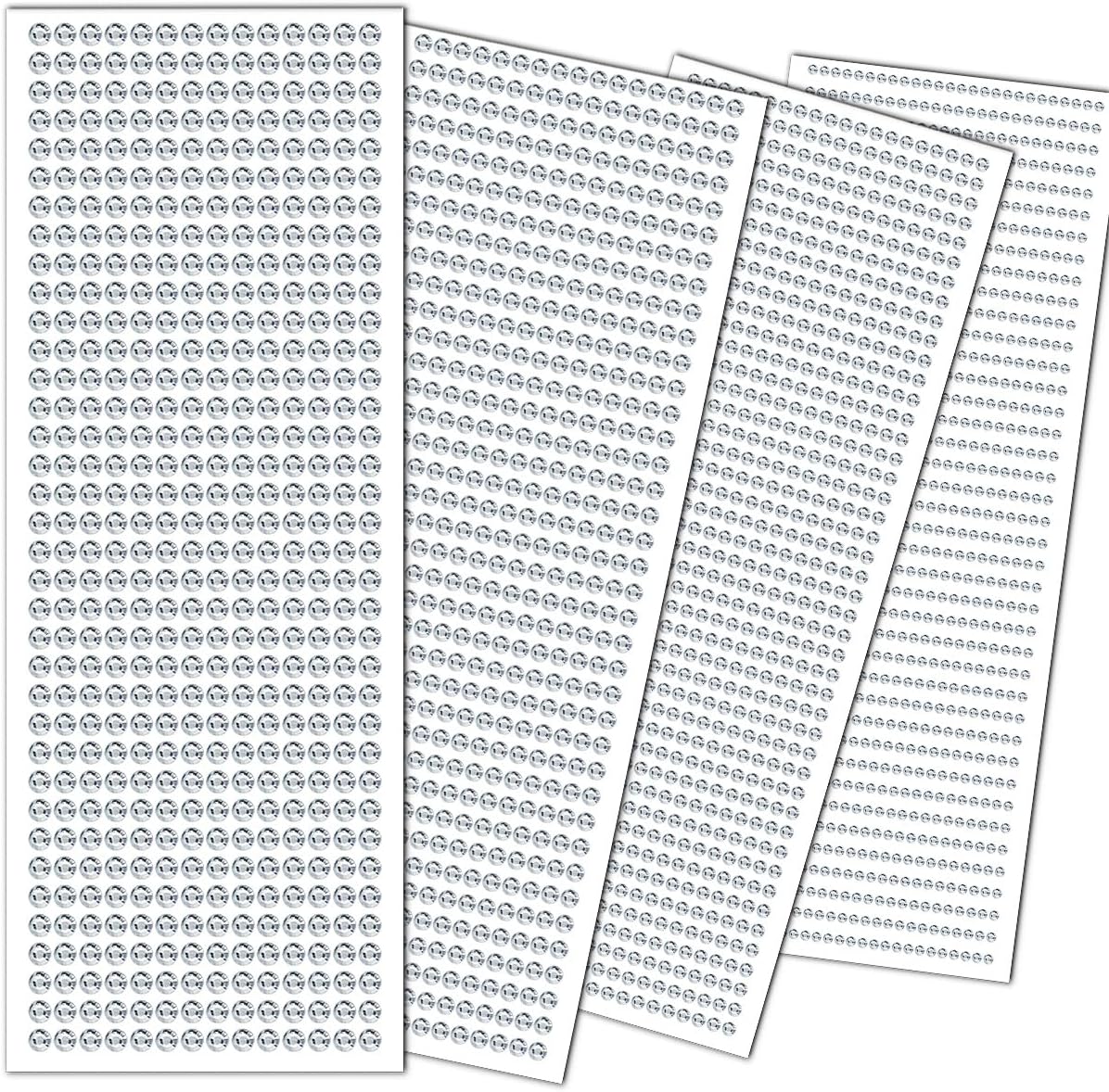 3090 piezas de 4 hojas de calcomanías de diamantes de imitación autoadhesivas de 0.157 pulgadas, gemas de diamantes de imitación para rostro, ojos,
