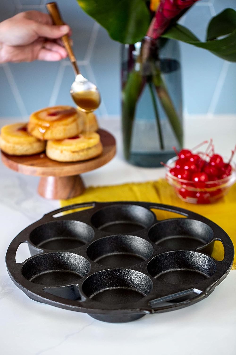 Lodge Mini molde para pasteles de hierro fundido sazonado, 7 impresiones